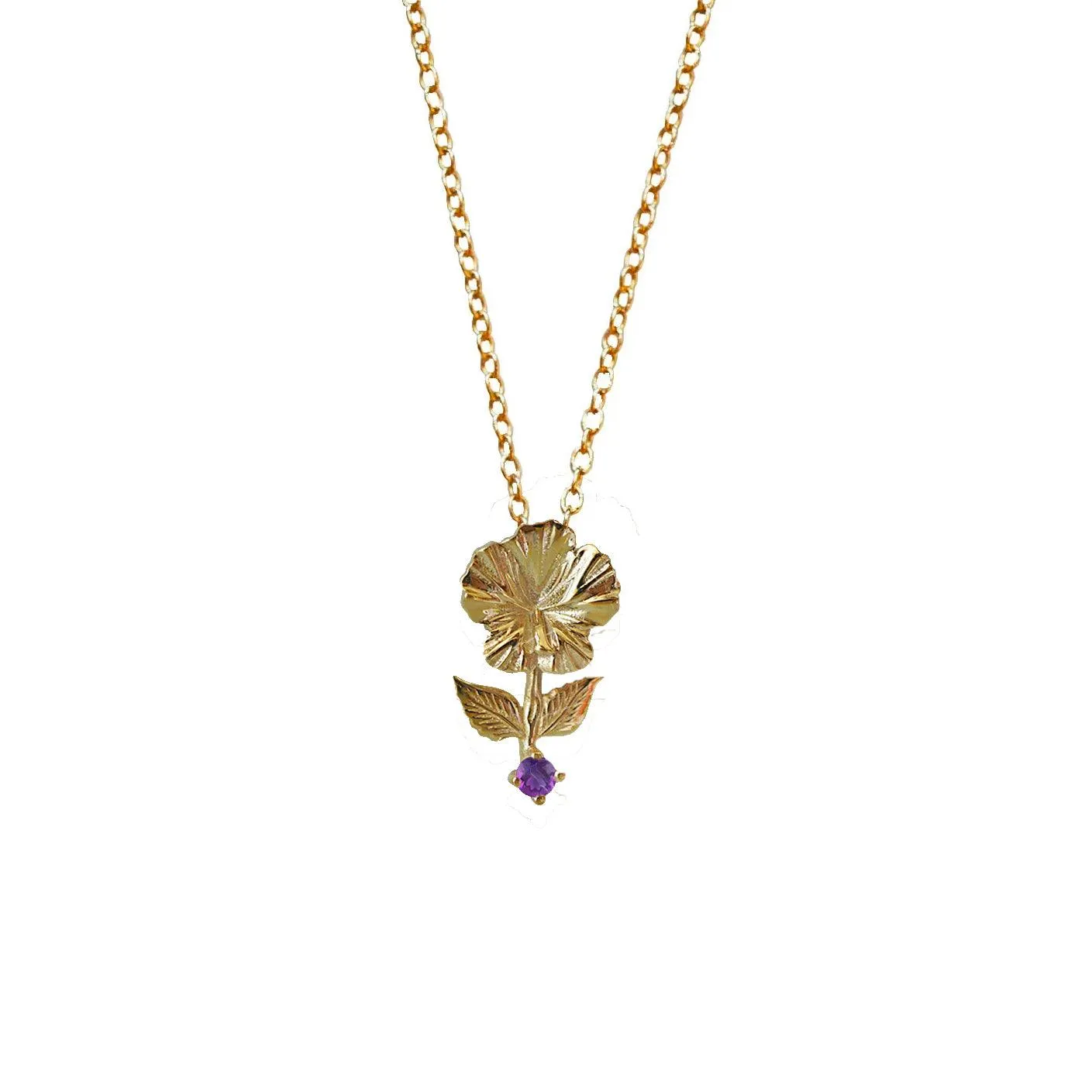 14K February Violet Birth Flower Necklace