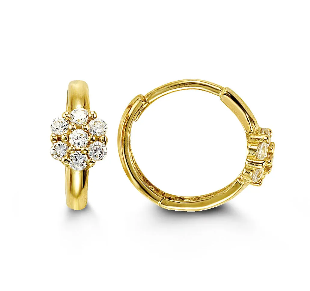 14k Gold Baby Flower CZ Huggies