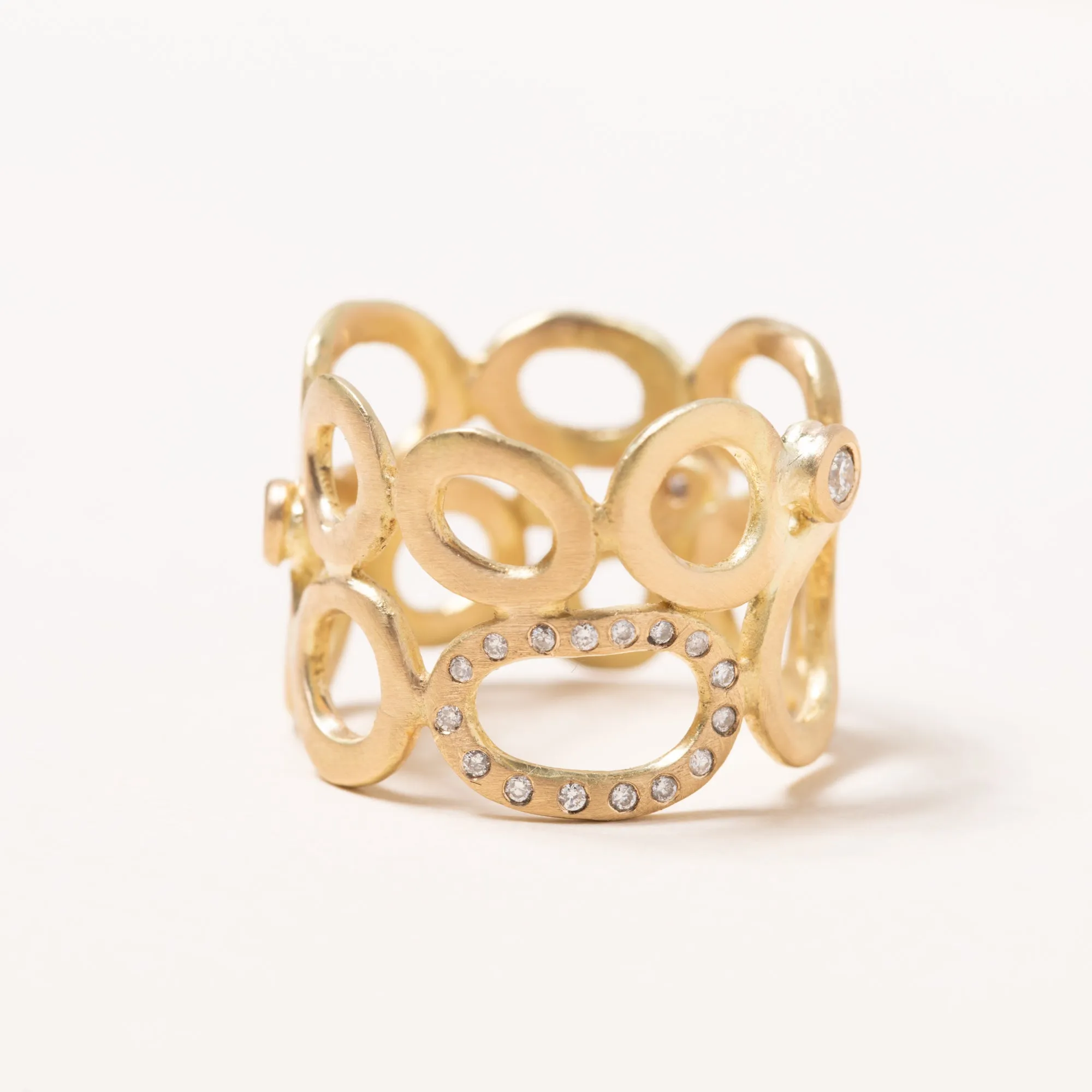 18k Gold Loop Ring with Diamonds