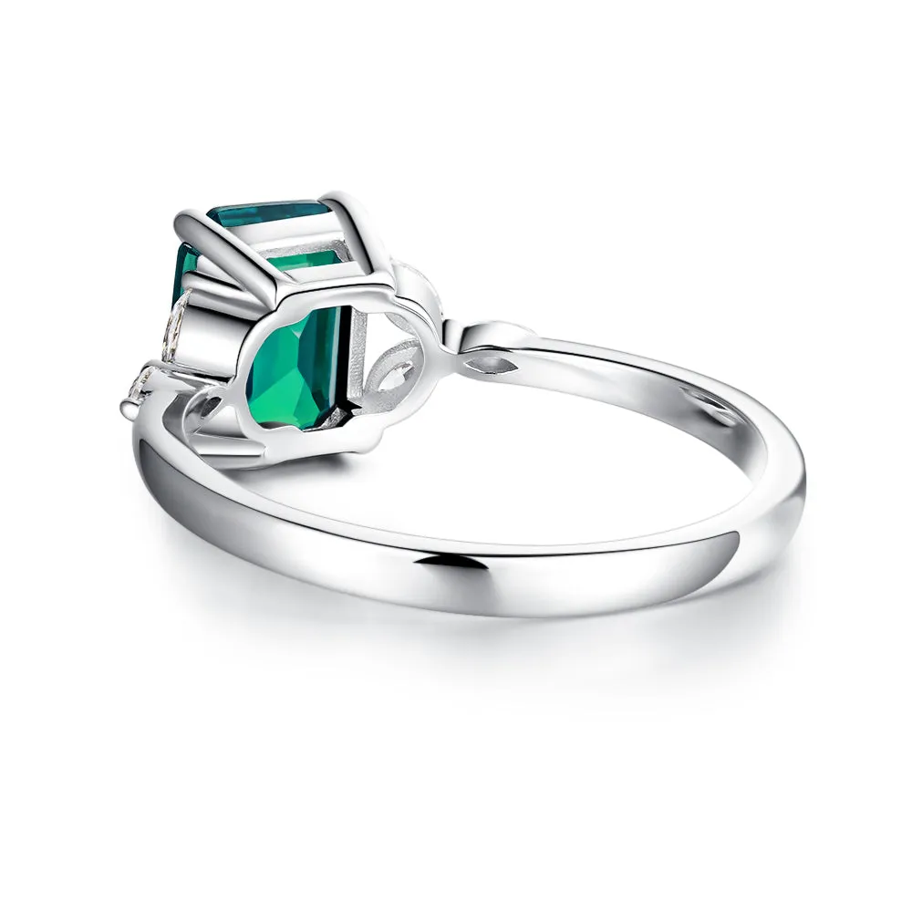 2 CT. Petite Emerald Cut Lab Grown Emerald Gemstone Ring