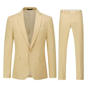 2-Piece Slim Fit Simple Designed Beige Suit