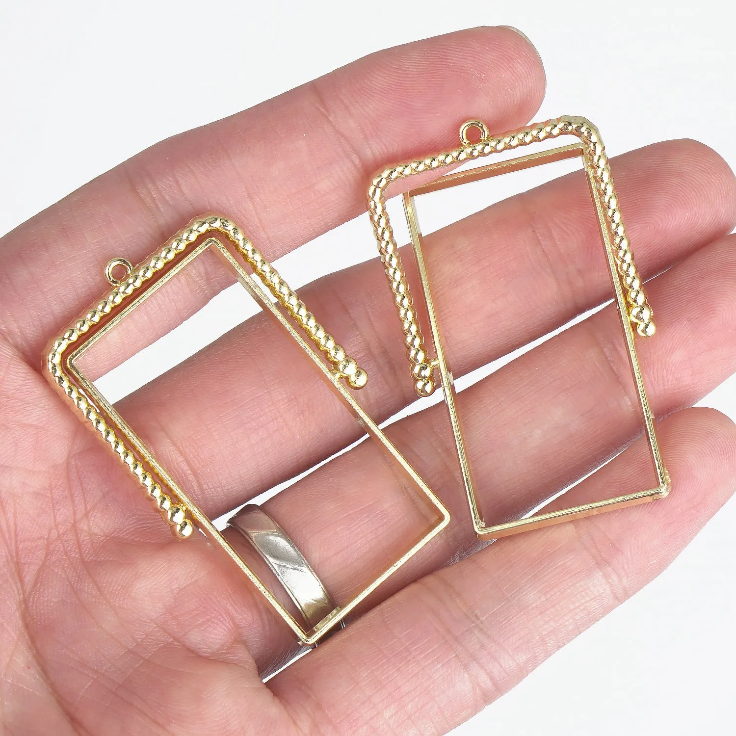 20*40mm Rectangle Open Back Pendant Resin Setting Blanks Open Frame Rotating Pendant Frame Setting 10pcs 103344