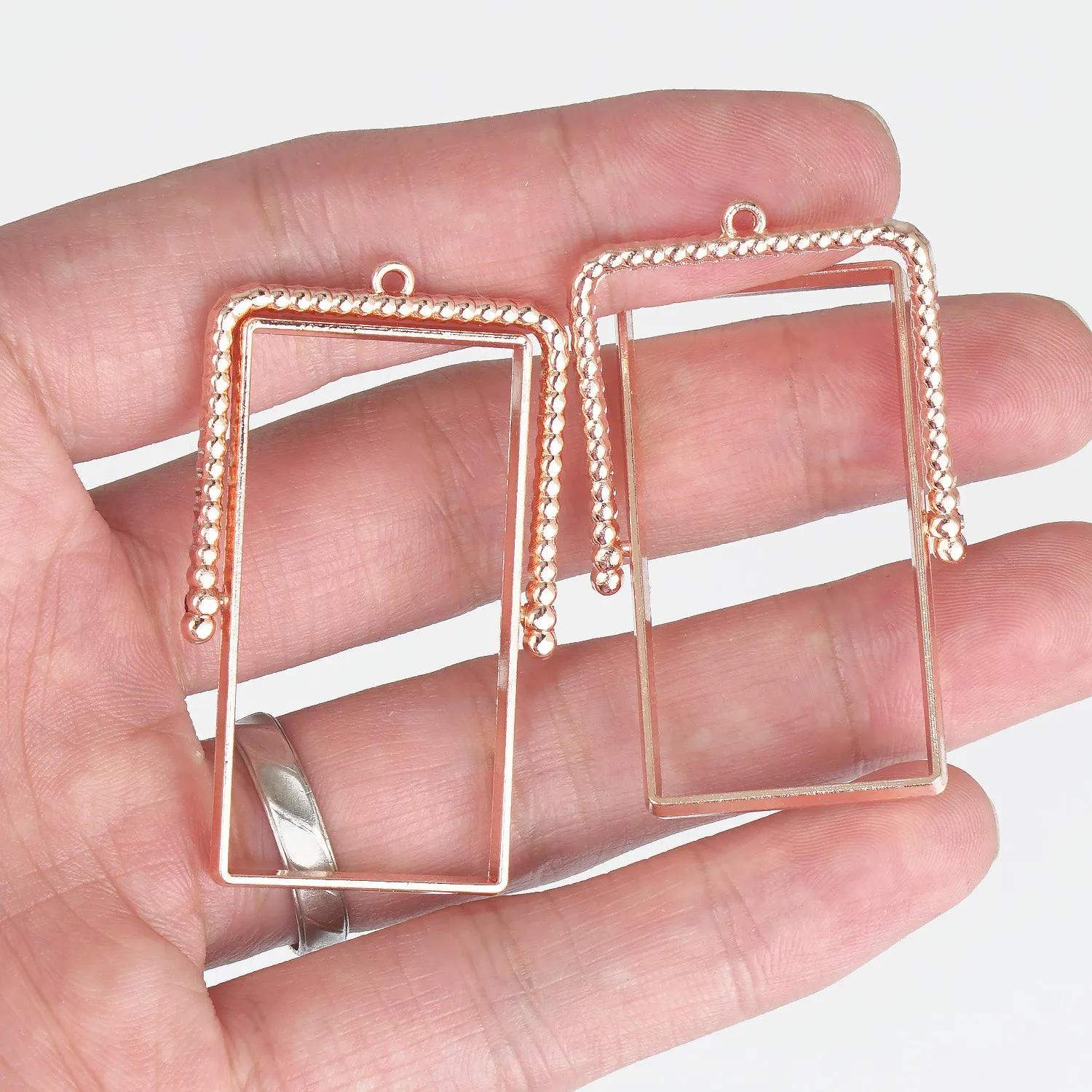 20*40mm Rectangle Open Back Pendant Resin Setting Blanks Open Frame Rotating Pendant Frame Setting 10pcs 103344