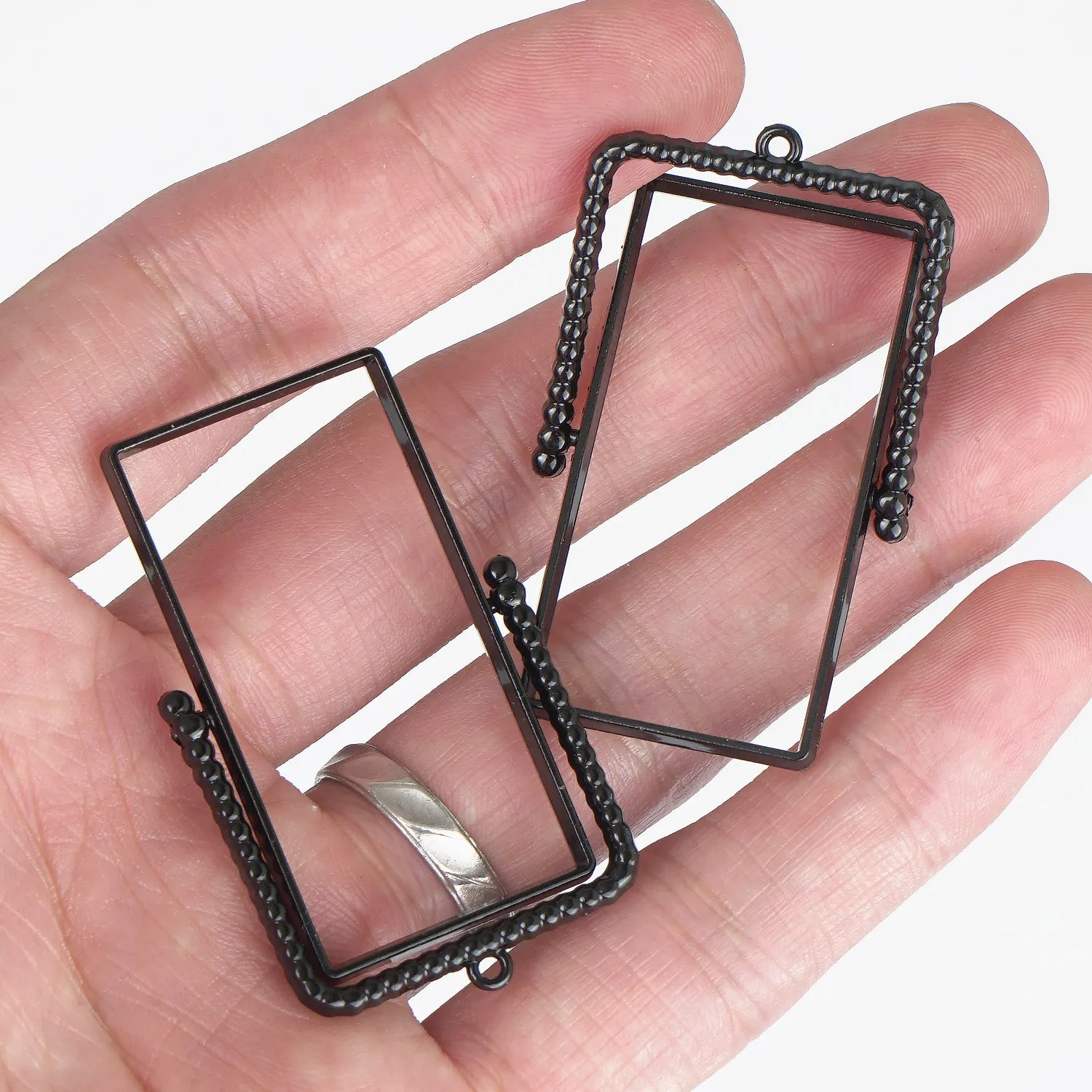 20*40mm Rectangle Open Back Pendant Resin Setting Blanks Open Frame Rotating Pendant Frame Setting 10pcs 103344