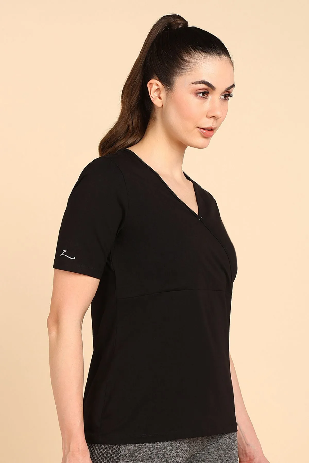 247 Zactive™ Black Zipless Maternity Feeding Top