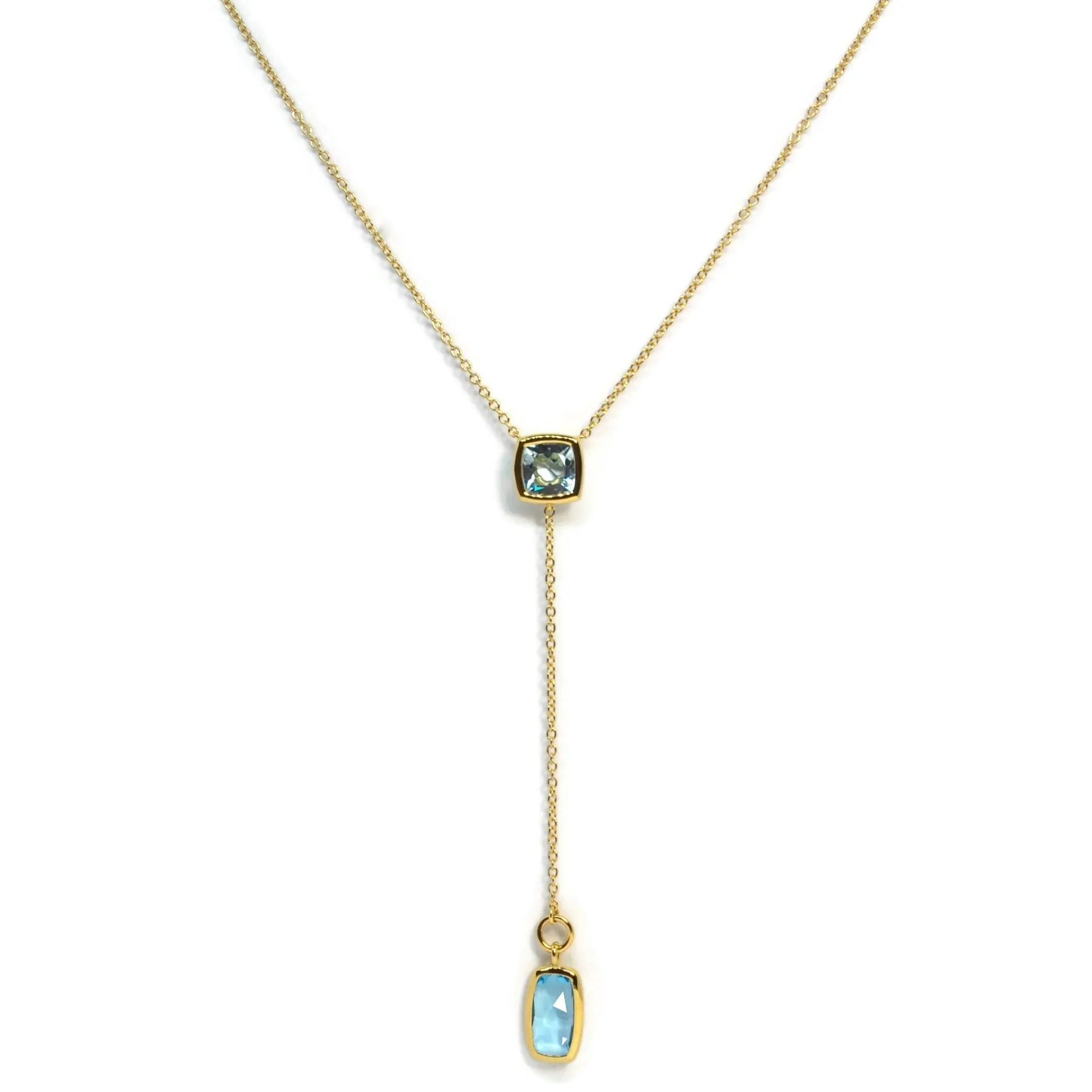 A & Furst - Gaia - Lariat Necklace with Blue Topaz, 18k Yellow Gold