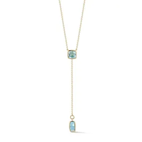 A & Furst - Gaia - Lariat Necklace with Blue Topaz, 18k Yellow Gold