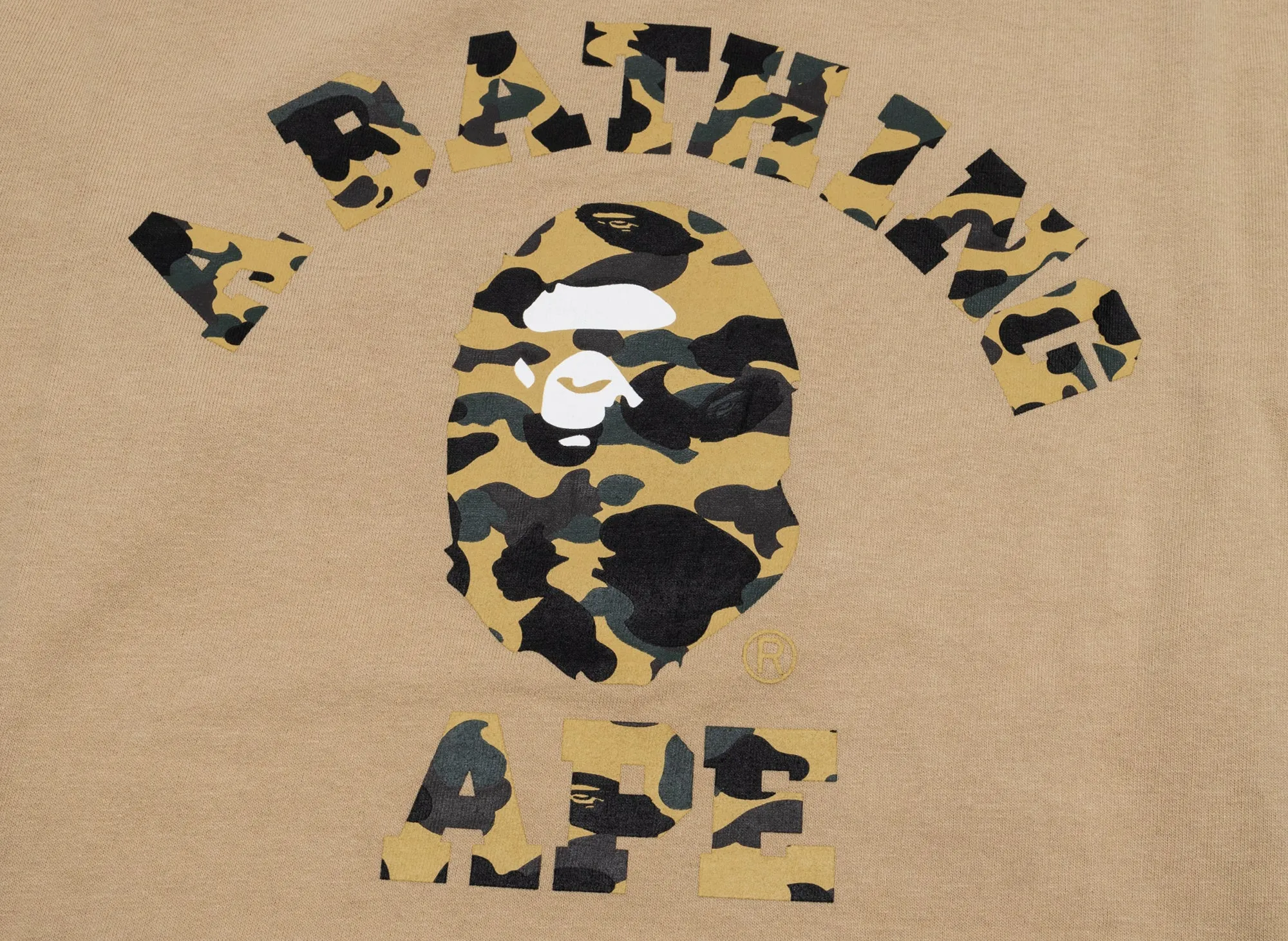 A Bathing Ape 1st Camo Camo College L/S Tee in Beige xld