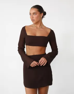 Abby Long Sleeve Crop Top (Cocoa)