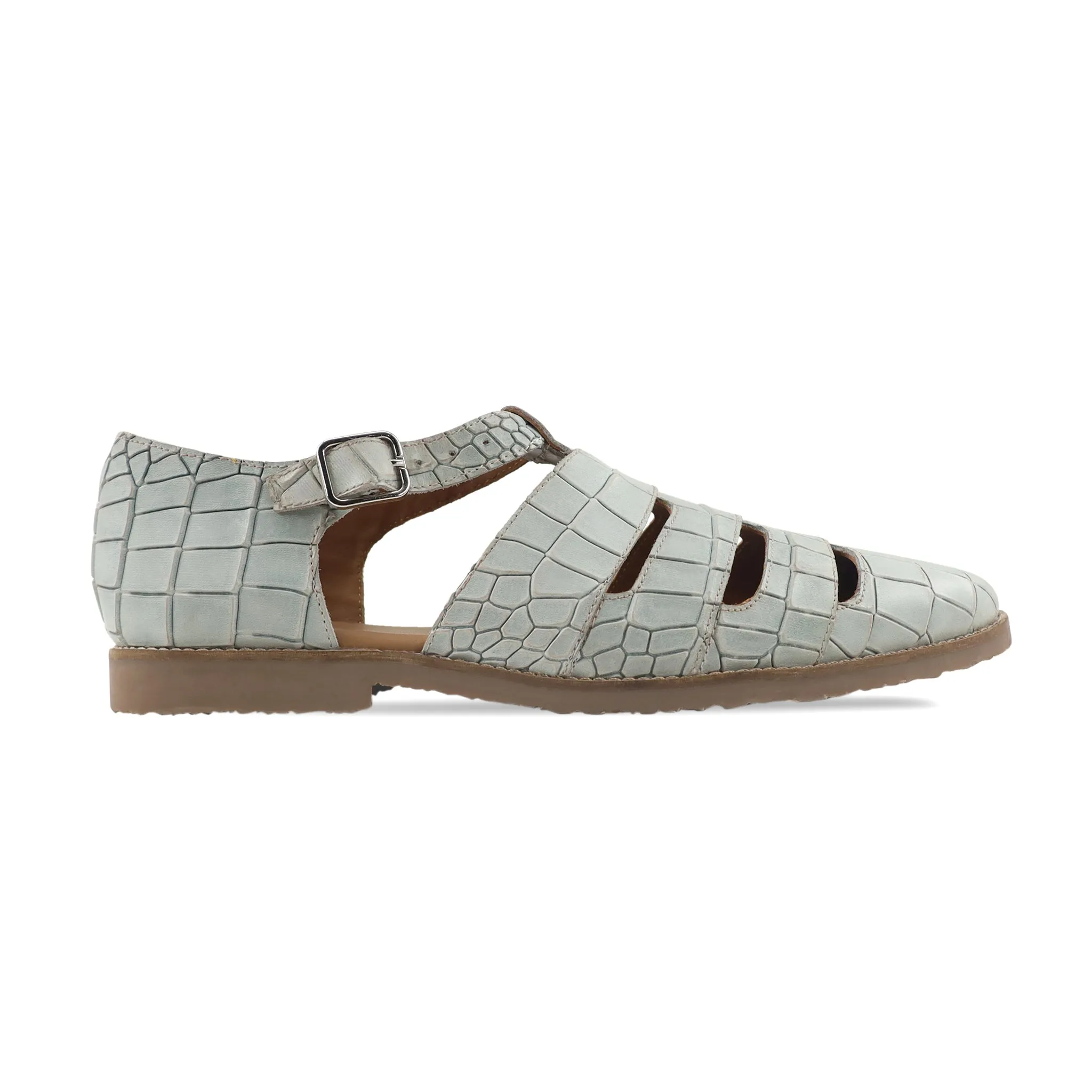 Adrian - Men's Grey Calf Leather Sandal