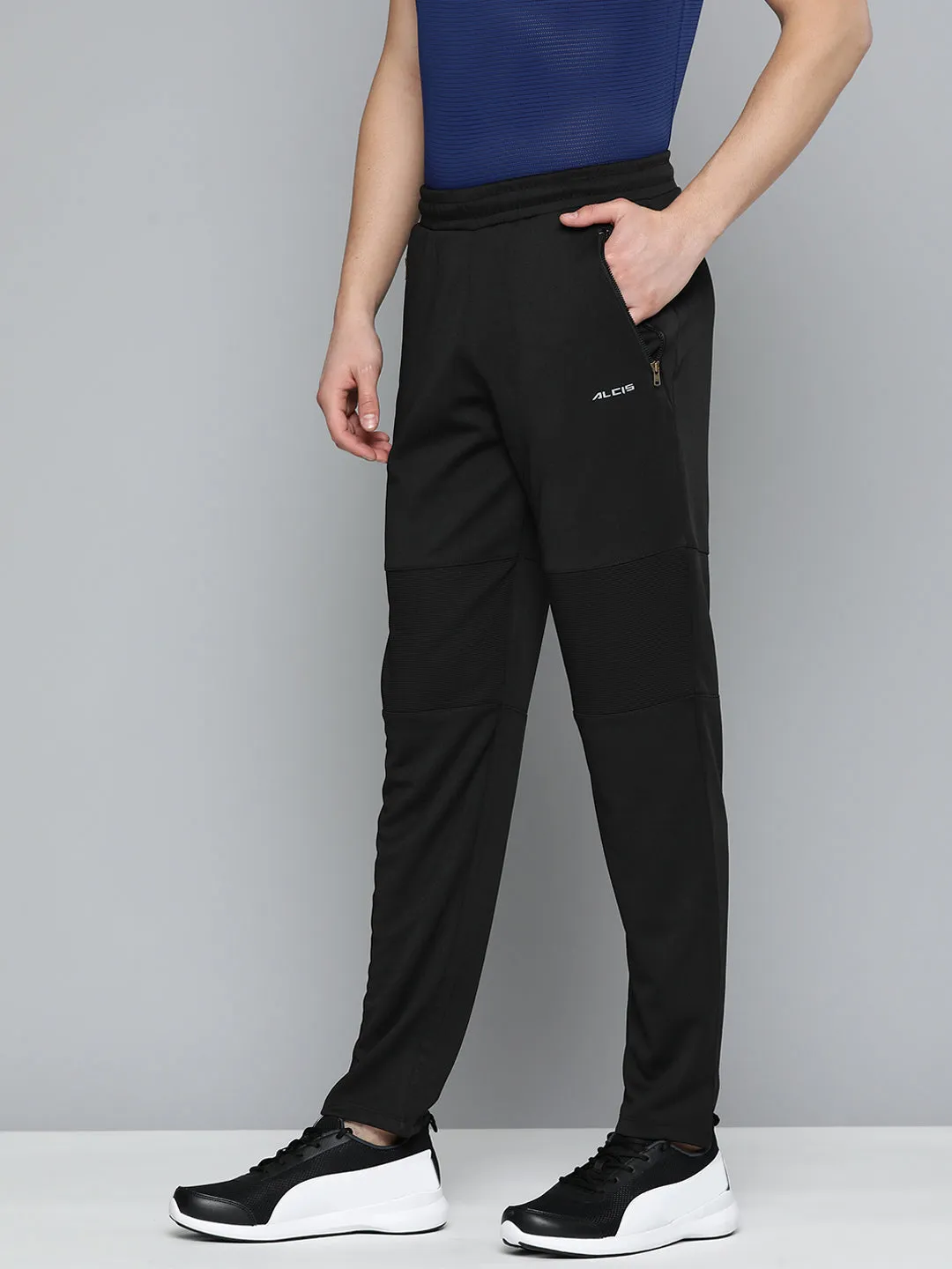 Alcis Men Black Solid Slim Fit Track Pants