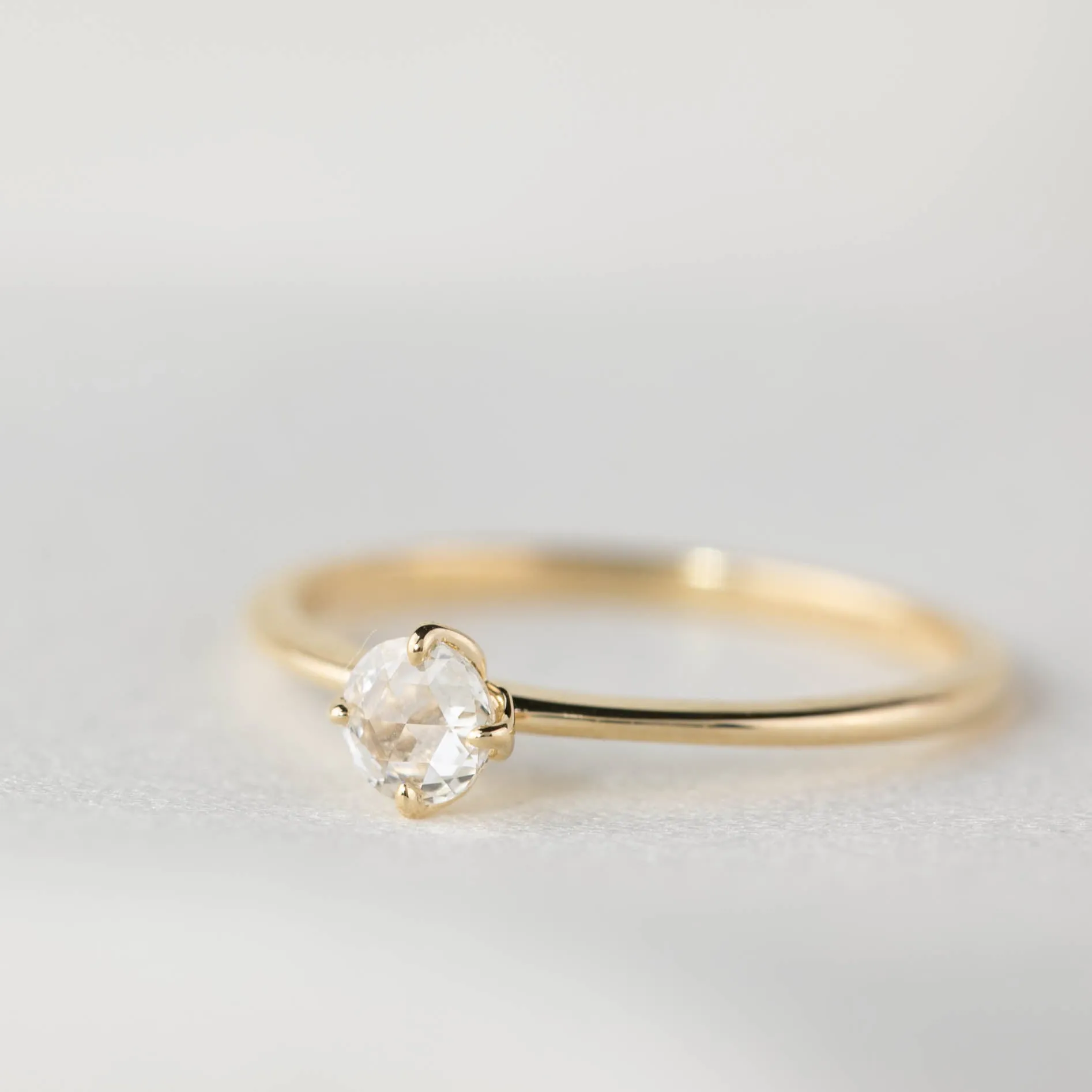 Alice Ring, 0.20ct Round Rose Cut Diamond, 14k Yellow Gold (One of a kind)