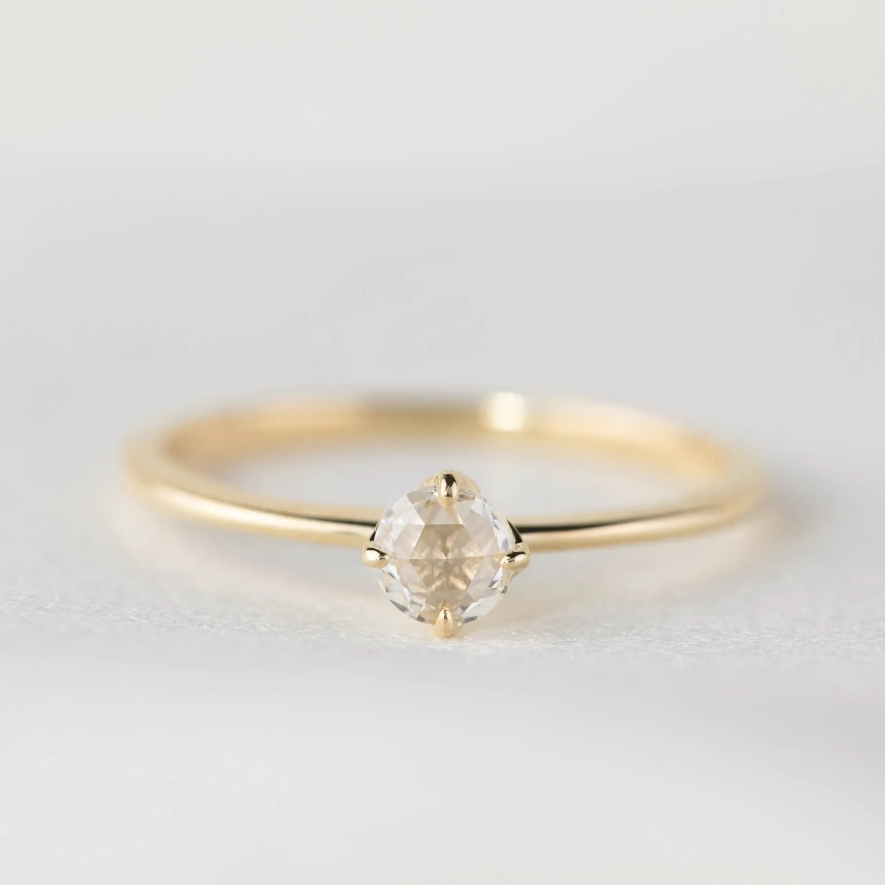 Alice Ring, 0.20ct Round Rose Cut Diamond, 14k Yellow Gold (One of a kind)