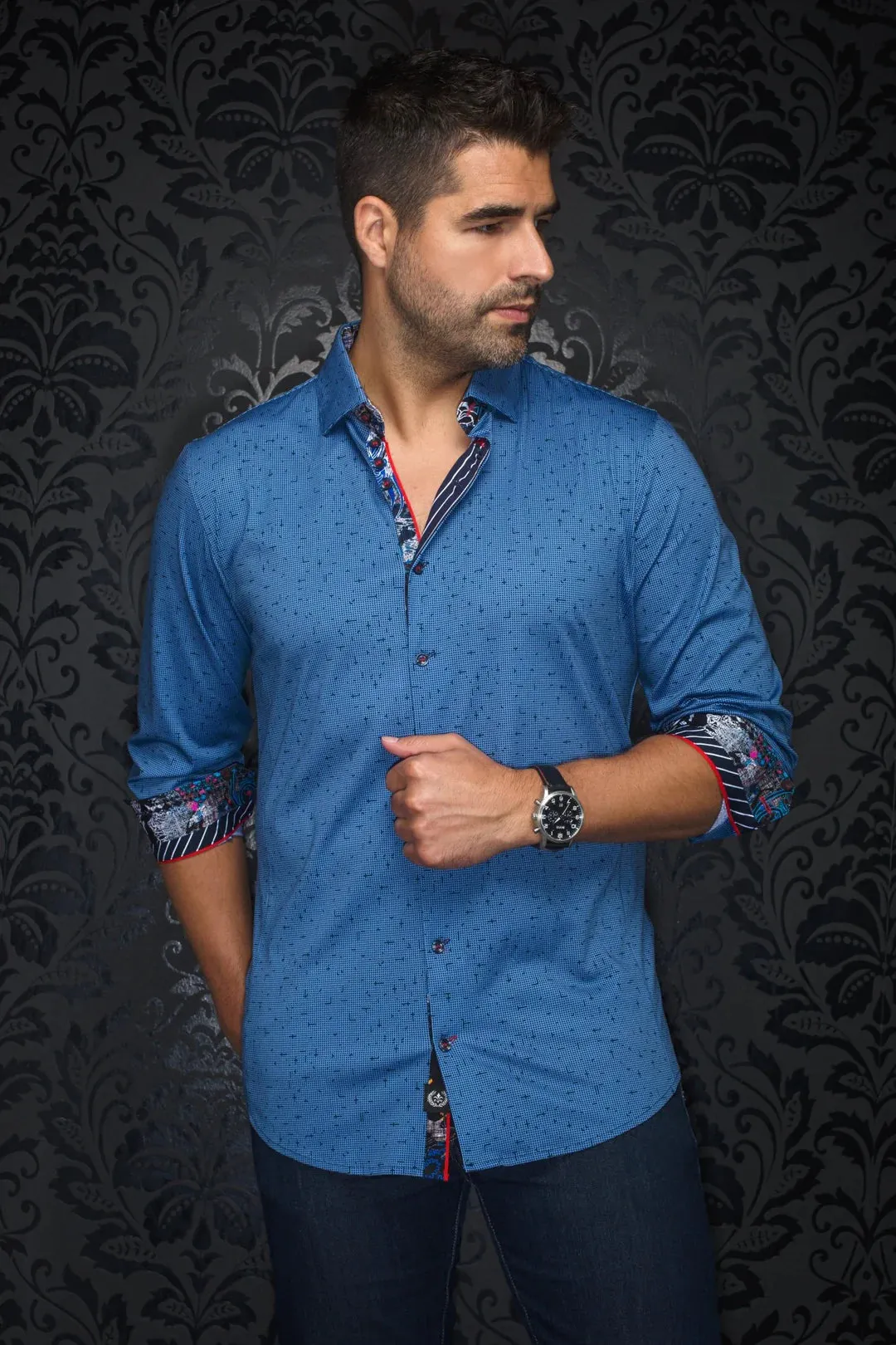 Au Noir Stretch Shirt | Wallace Stell Blue