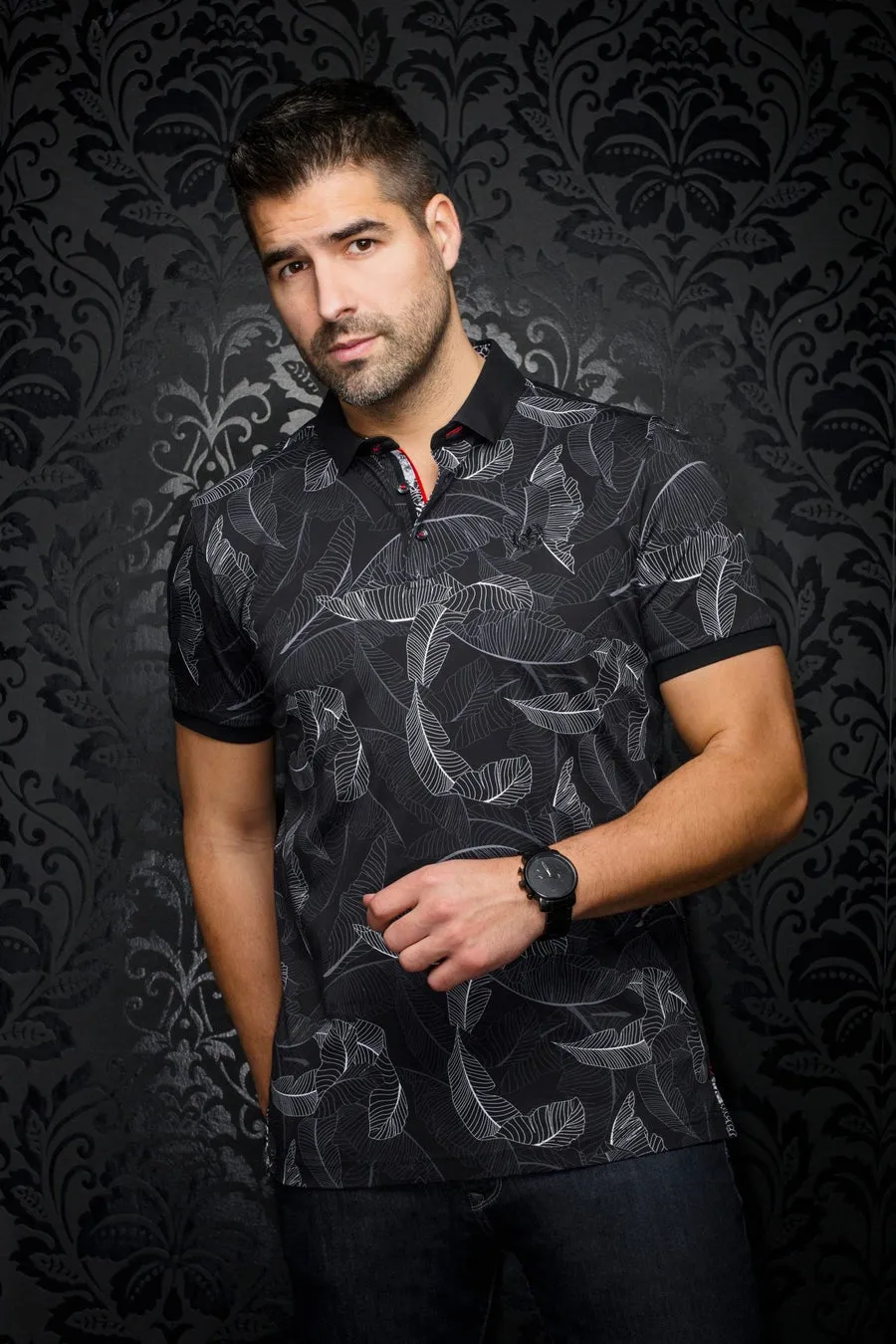 Au Noir Stretch Short-Sleeve Polos | Donzi Black