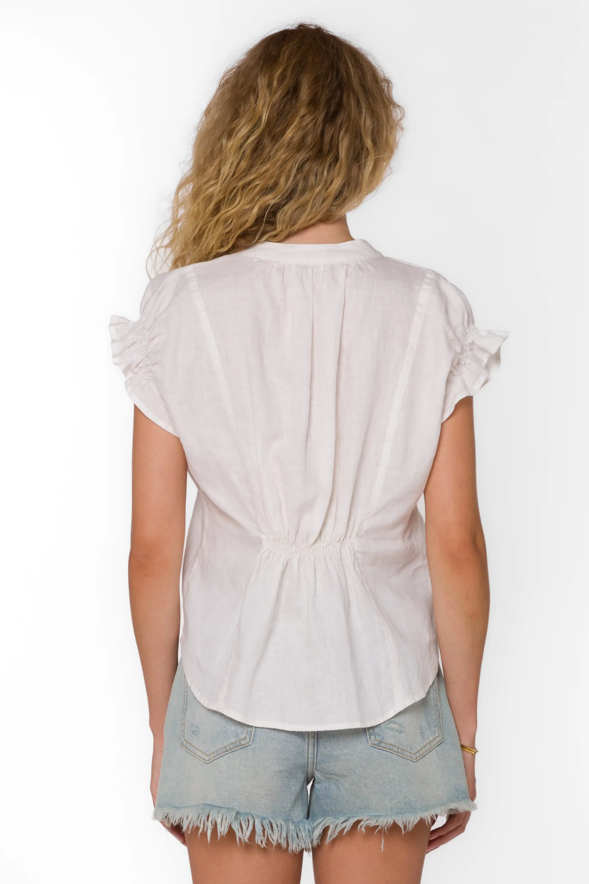 Avery Optic White Linen Top