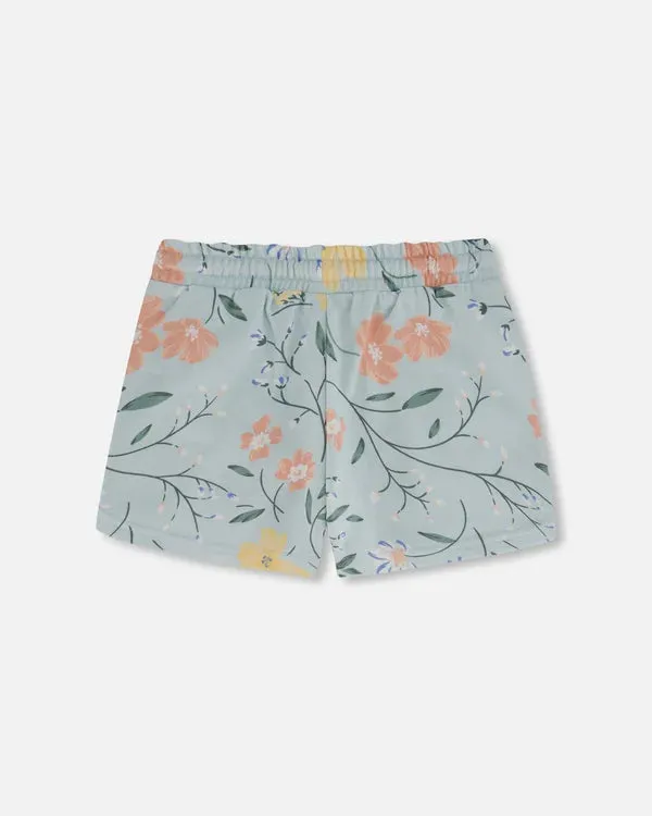 Baby Blue Floral French Terry Short