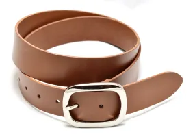 Belt | unstitched wide | light brown | calf