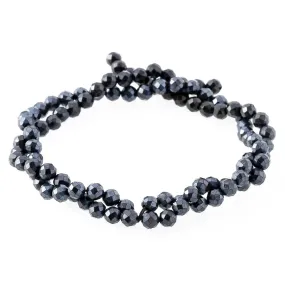 Black Spinel Plated 4mm Round Faceted - 15-16 Inch