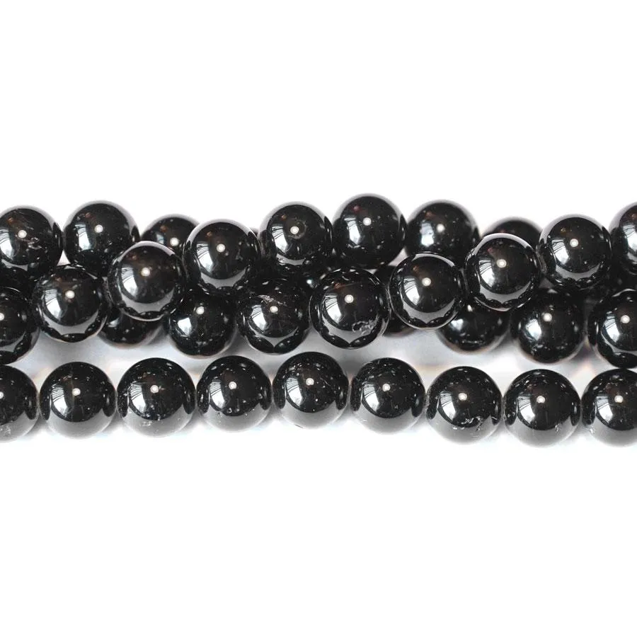 Black Tourmaline 8mm Round - 15-16 Inch