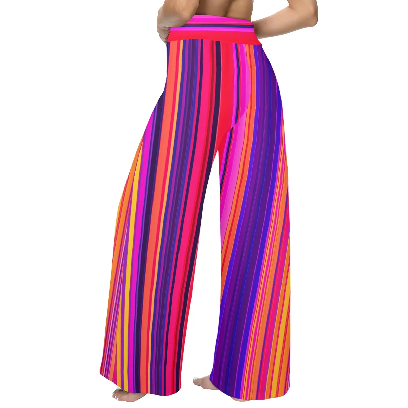 bright sunrise sunset colors print Women's Wide Leg Lounge Pants (Model L77)