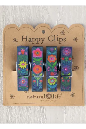 Chip Clip Set - Navy Folk Flower