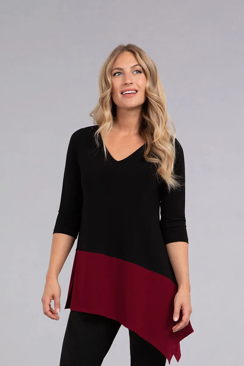 Colour Block Reversible Angle Top | Black/Bloodstone