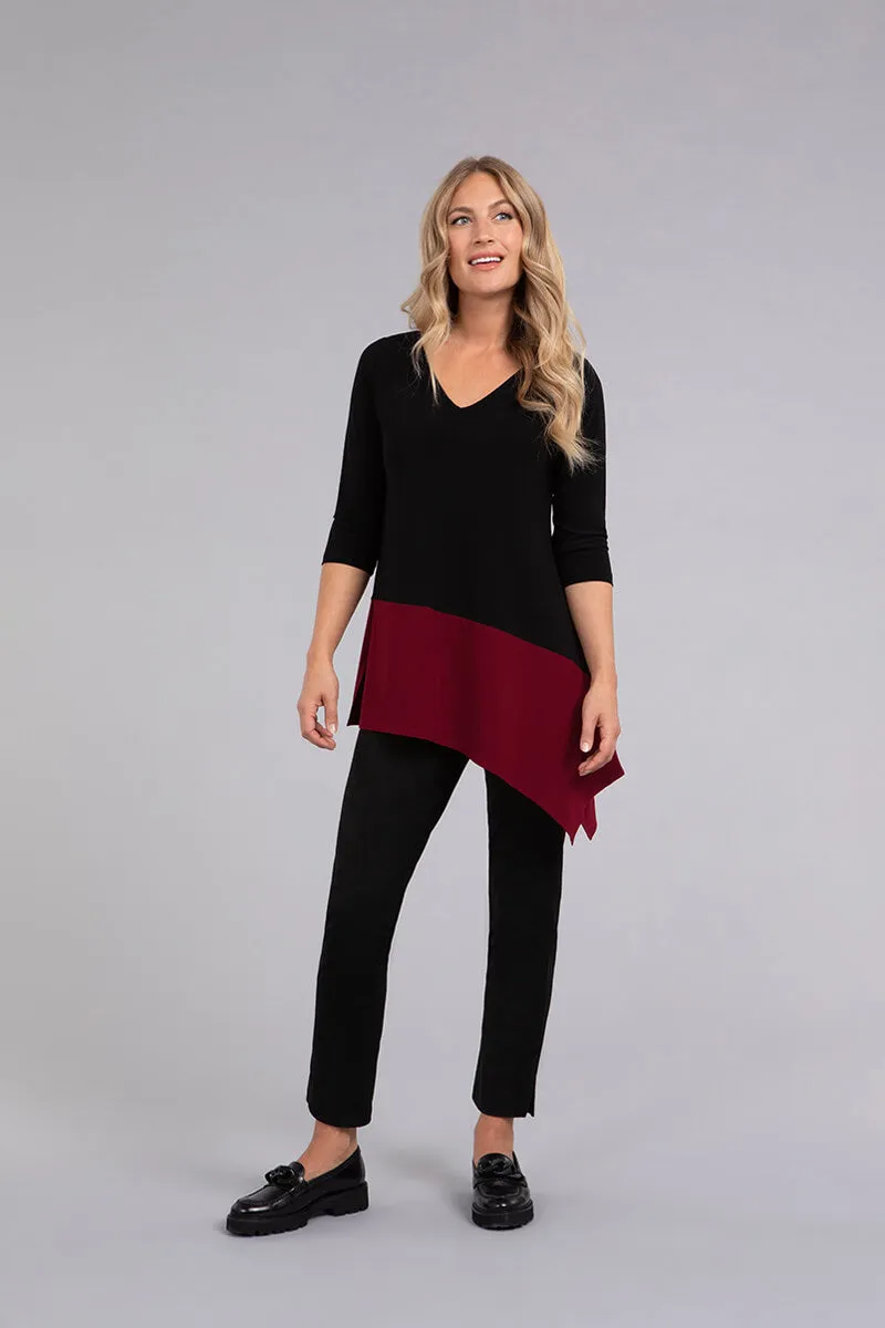 Colour Block Reversible Angle Top | Black/Bloodstone