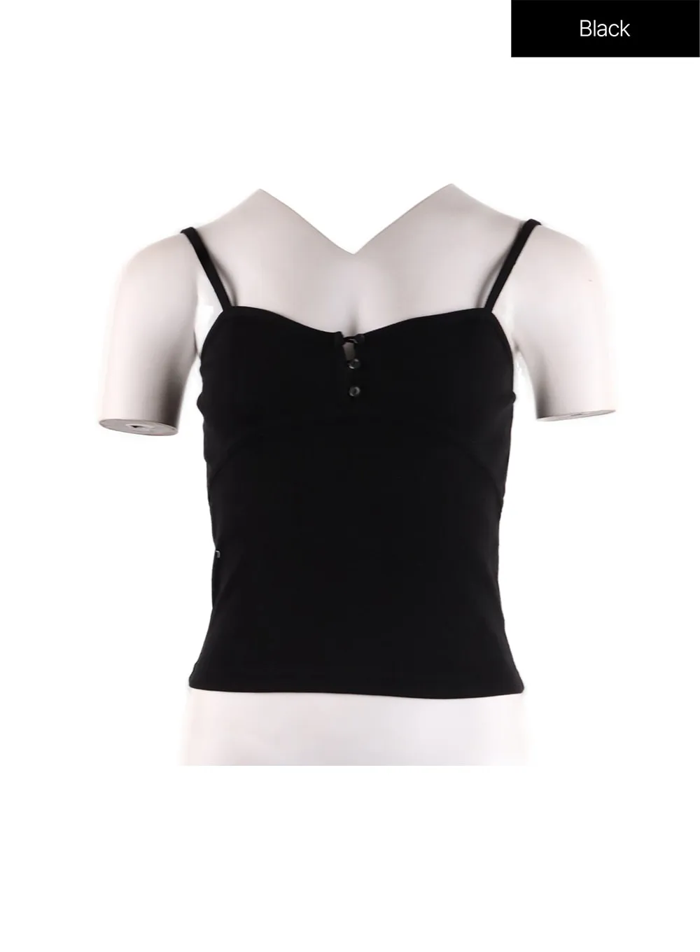 Contrasting Button Cami Top IF408