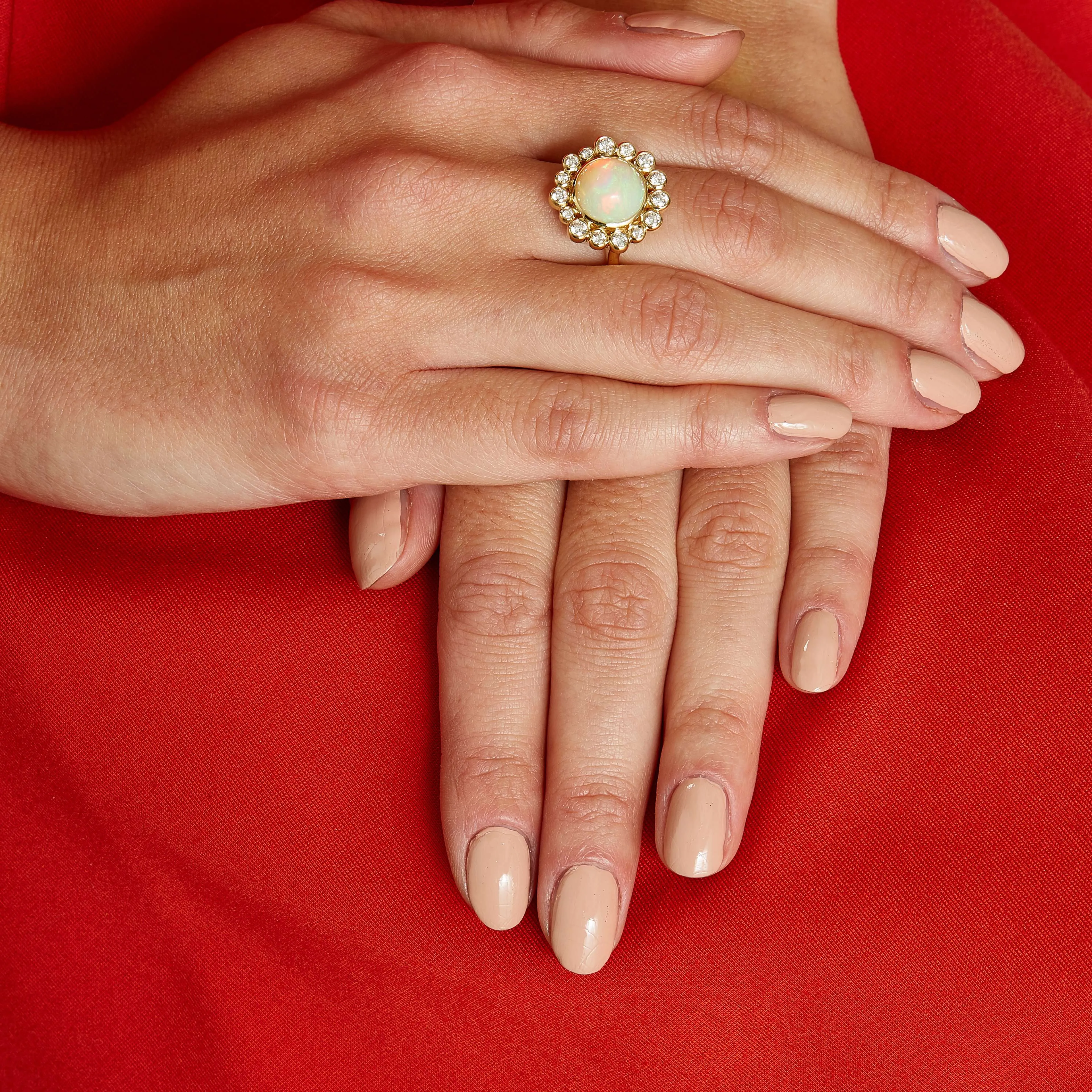 Cosmic Opal and Diamond Ring