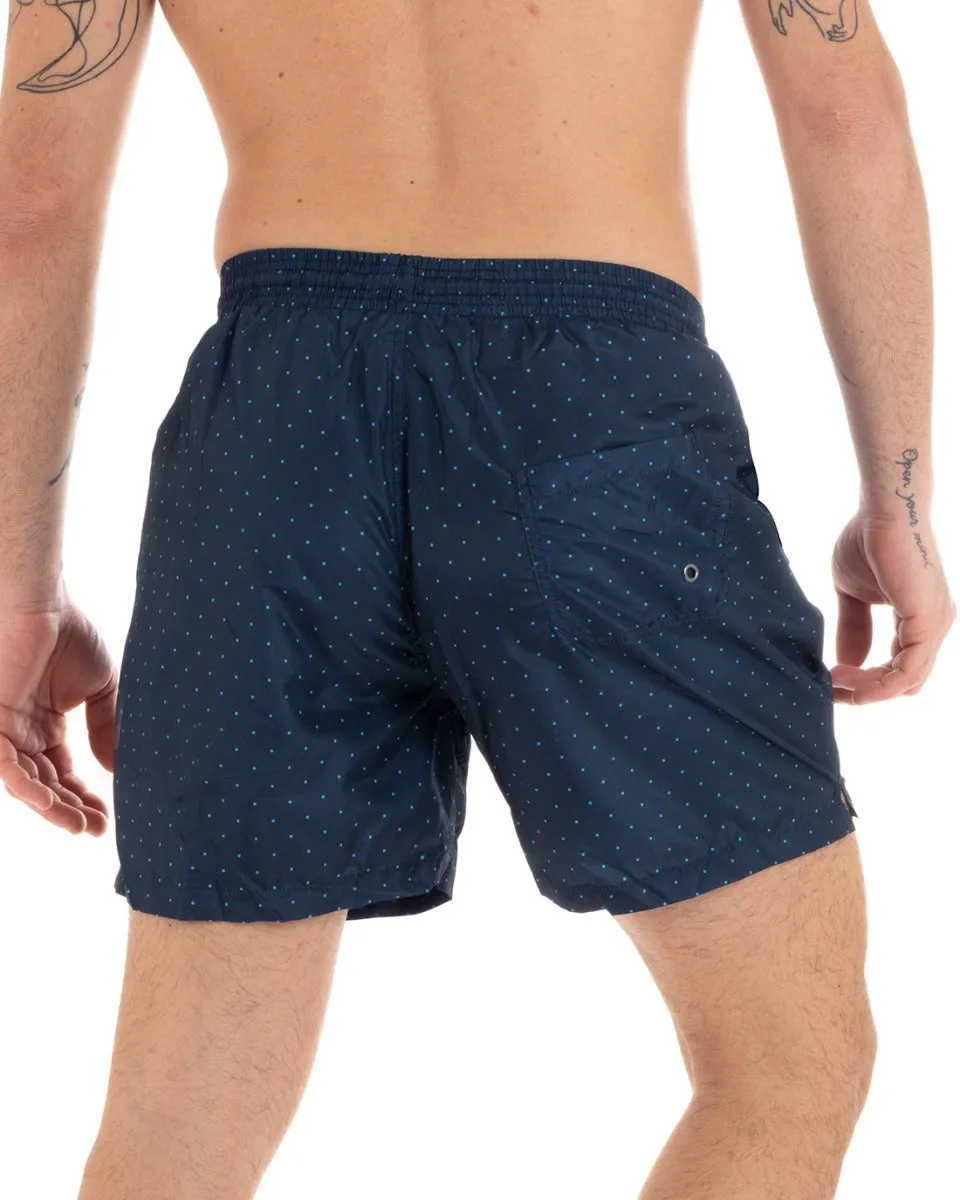 Costume Uomo Boxer Blu Elastico Microfantasia Pois Casual Summer GIOSAL-SU1180A