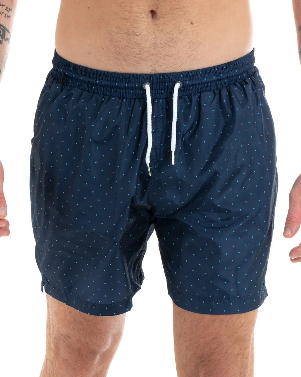 Costume Uomo Boxer Blu Elastico Microfantasia Pois Casual Summer GIOSAL-SU1180A