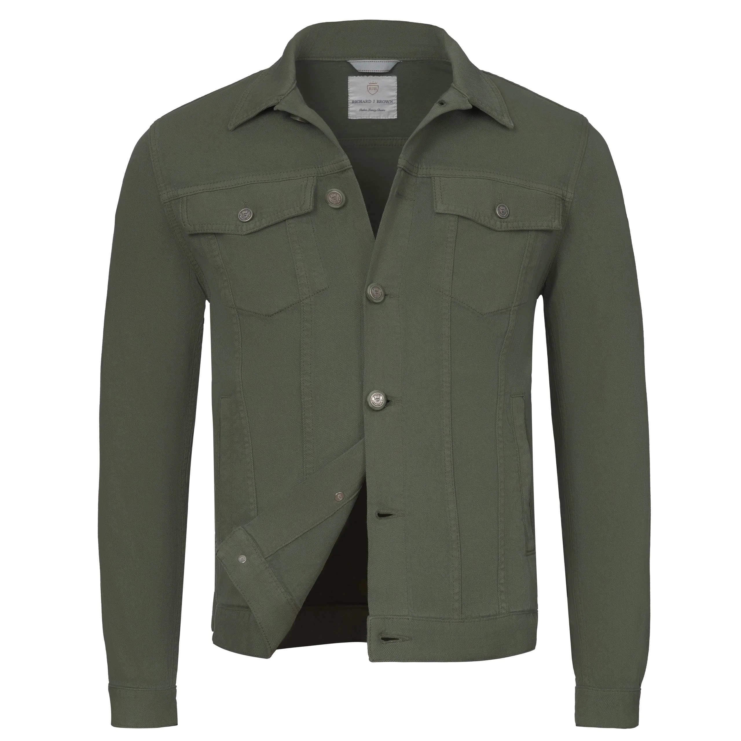 Cotton-Blend Denim Jacket in Green