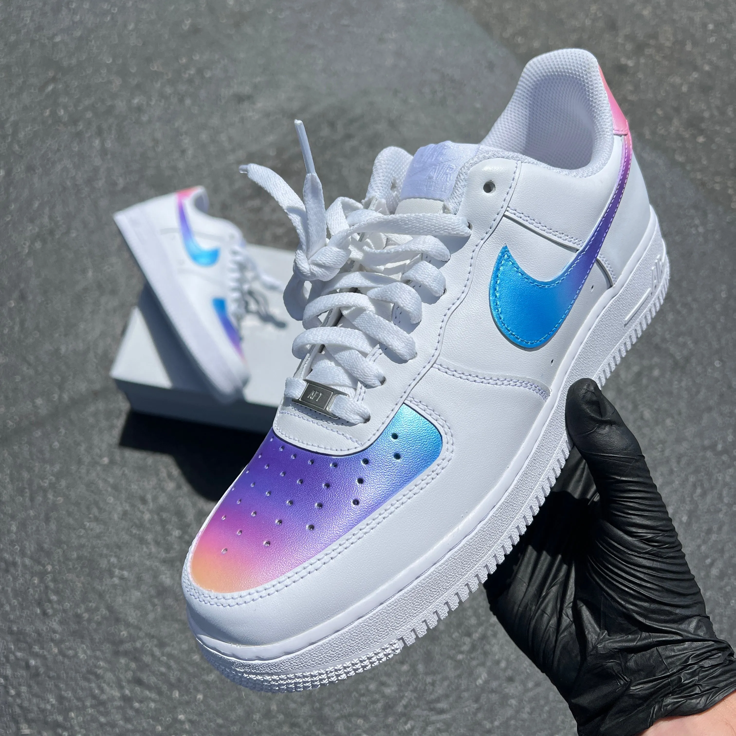 Custom Hand Painted Ombre Gradient Black Nike Air Force 1