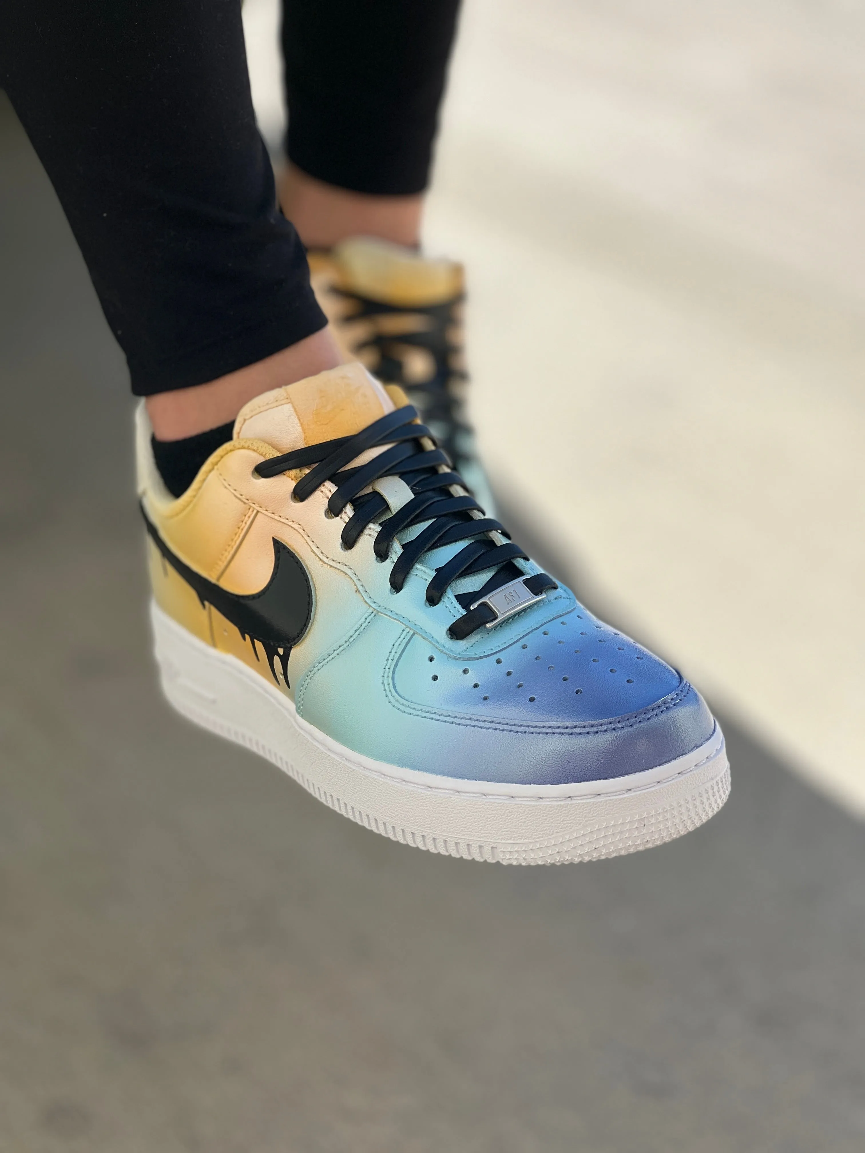 Custom Hand Painted Ombre Gradient Swoosh Drip Nike Air Force 1