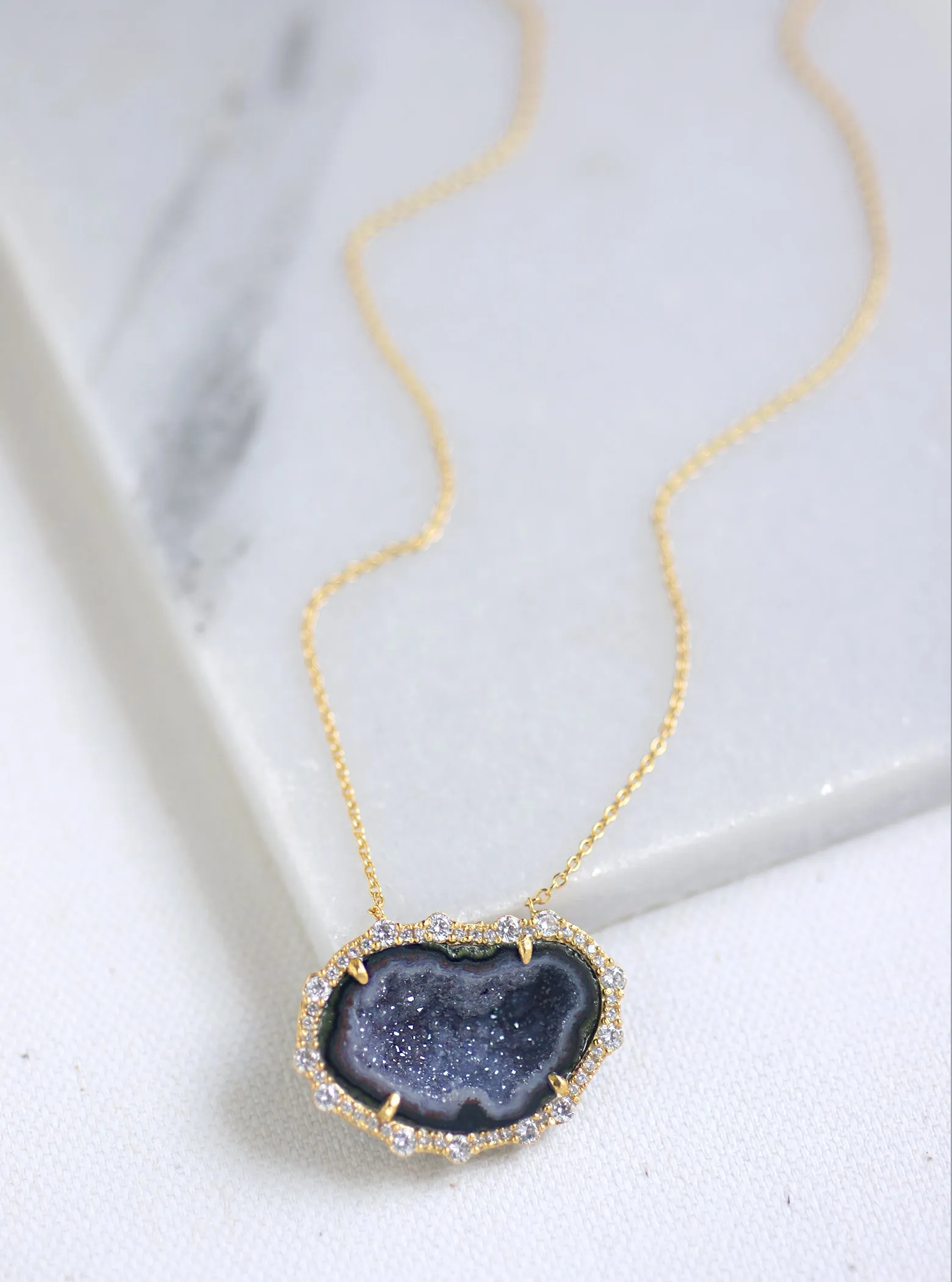 CZ Geode Freeform Necklace