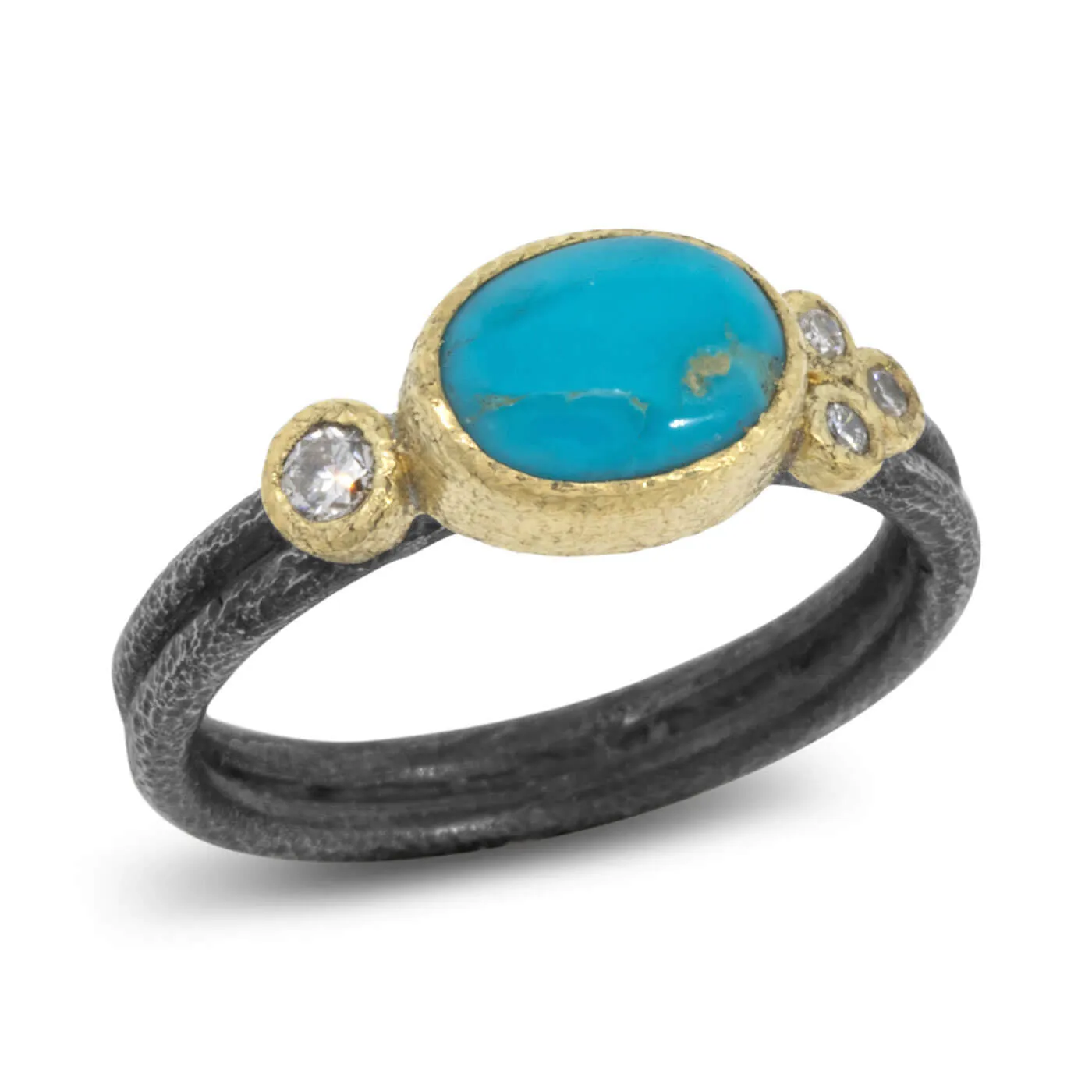 Delicate Double Band with Oval Kingman Mine Turquoise