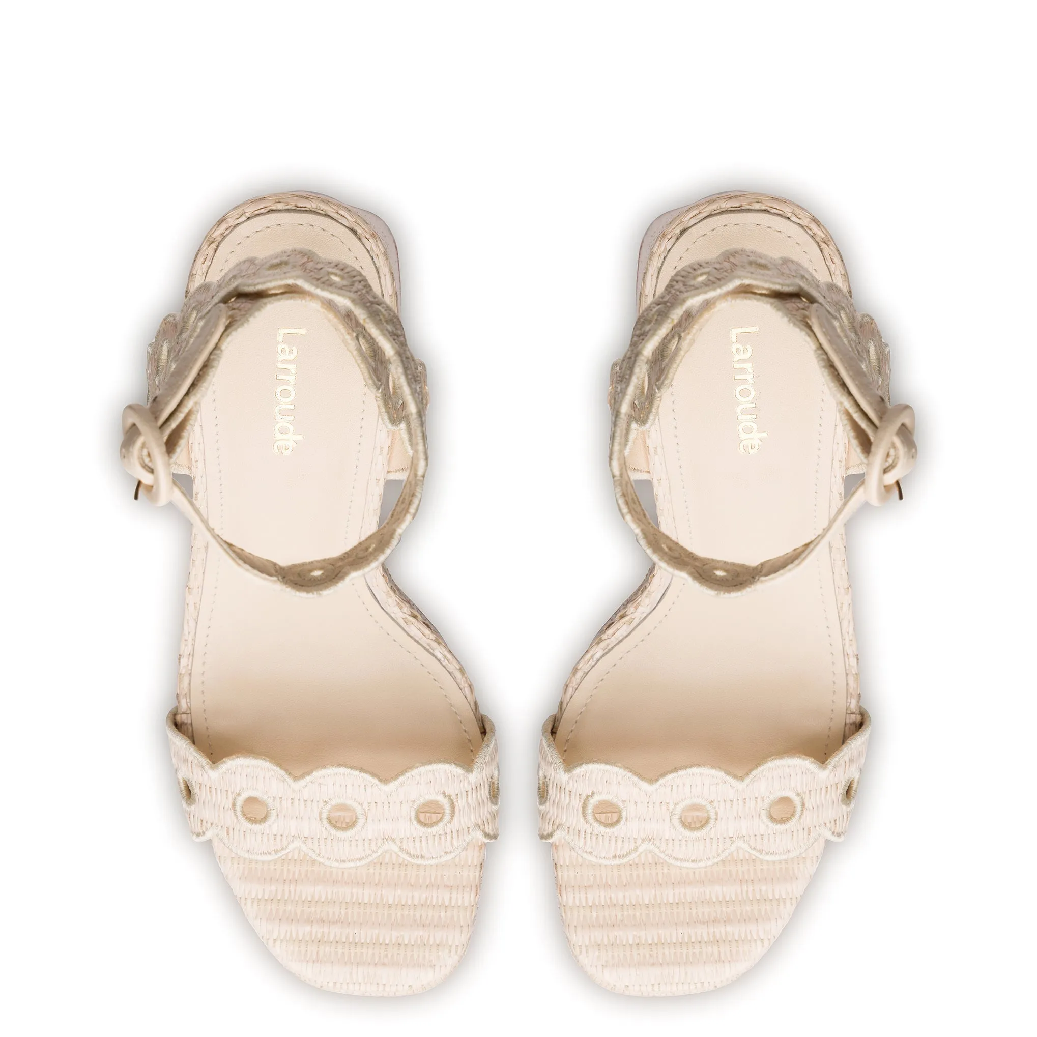 Dolly Broderie Sandal In Natural Raffia