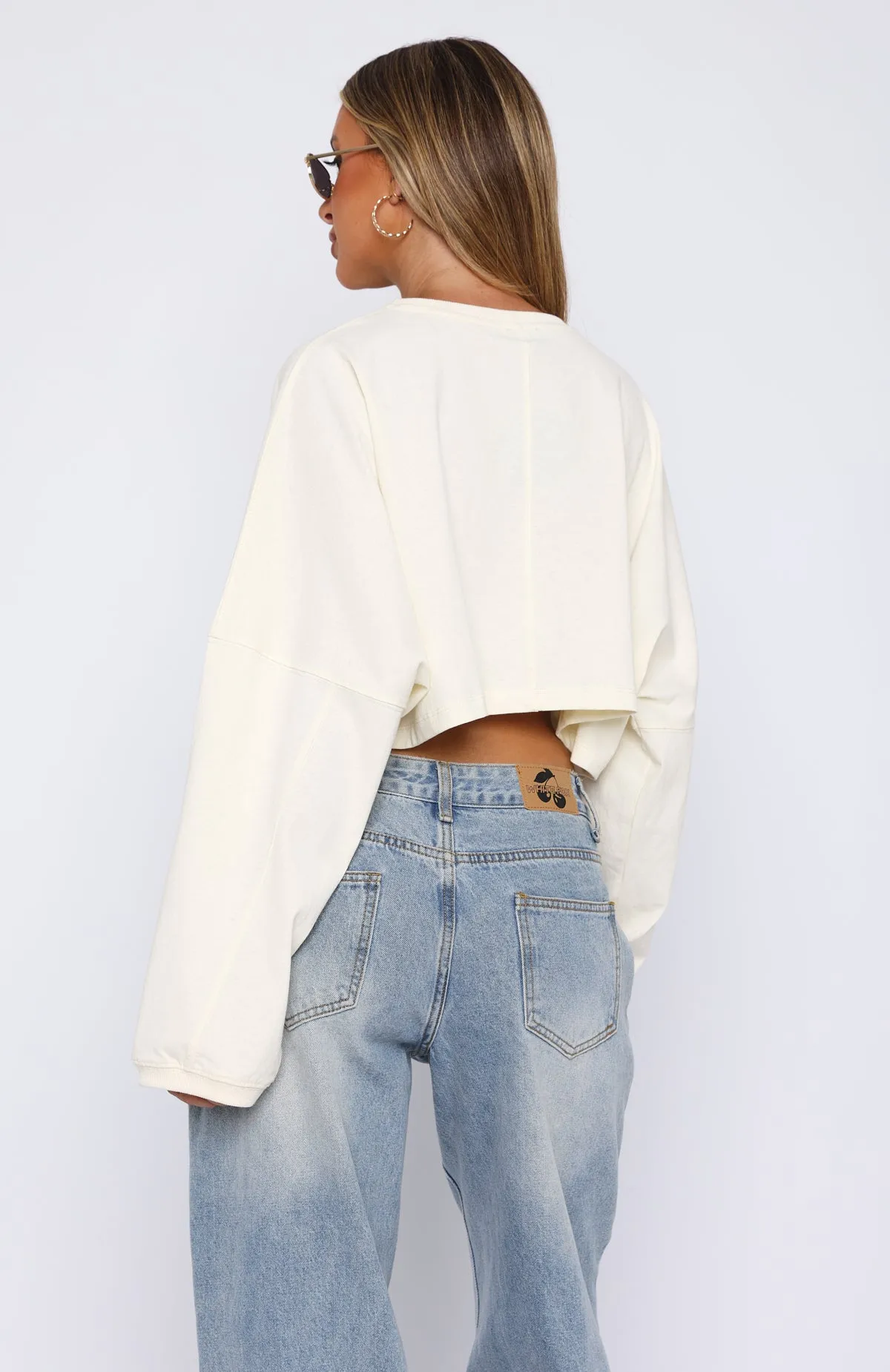 Don't Bother Me Long Sleeve Crop Cream