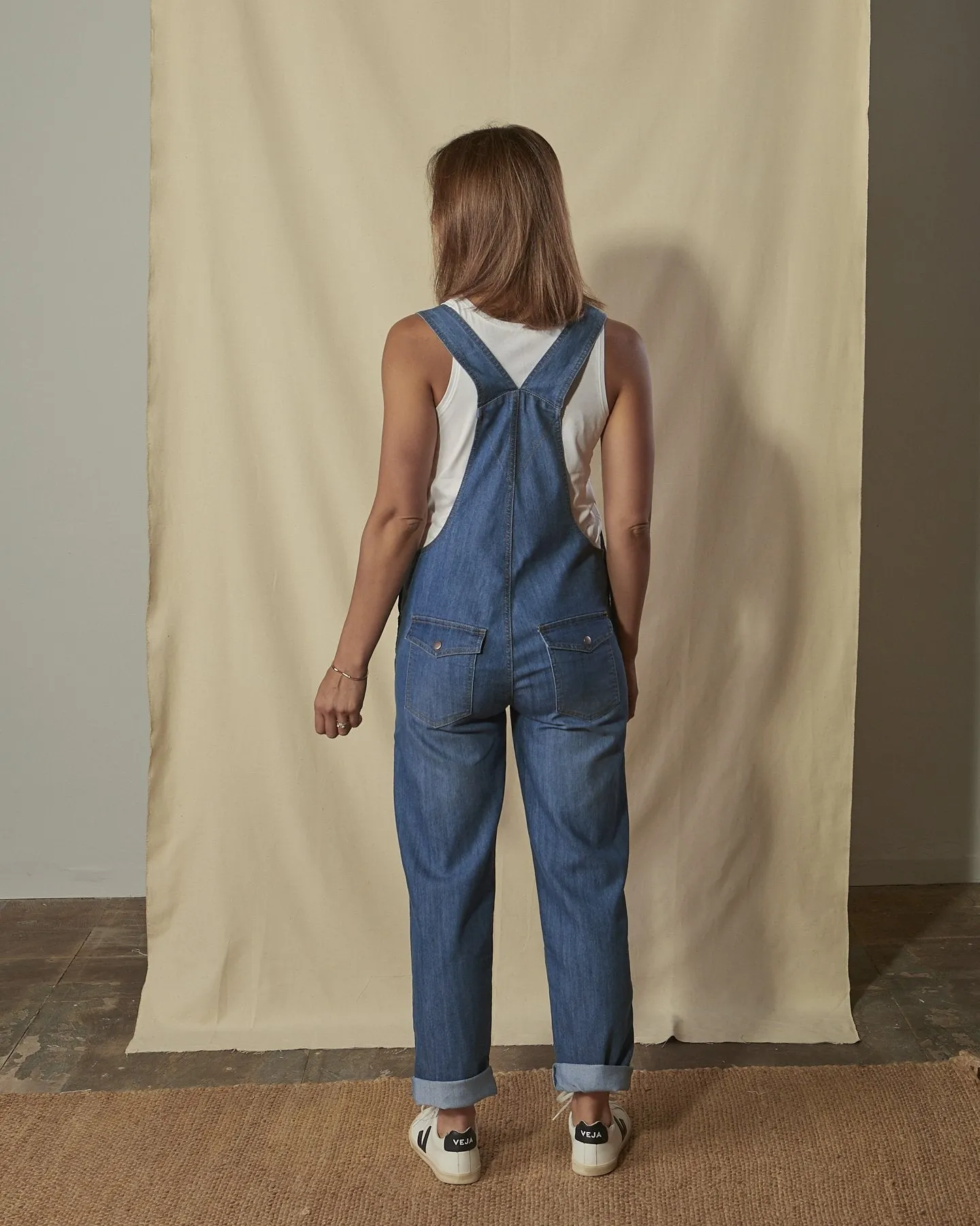 DOTTIE Ladies Regular Fit Dungarees - Lightwash