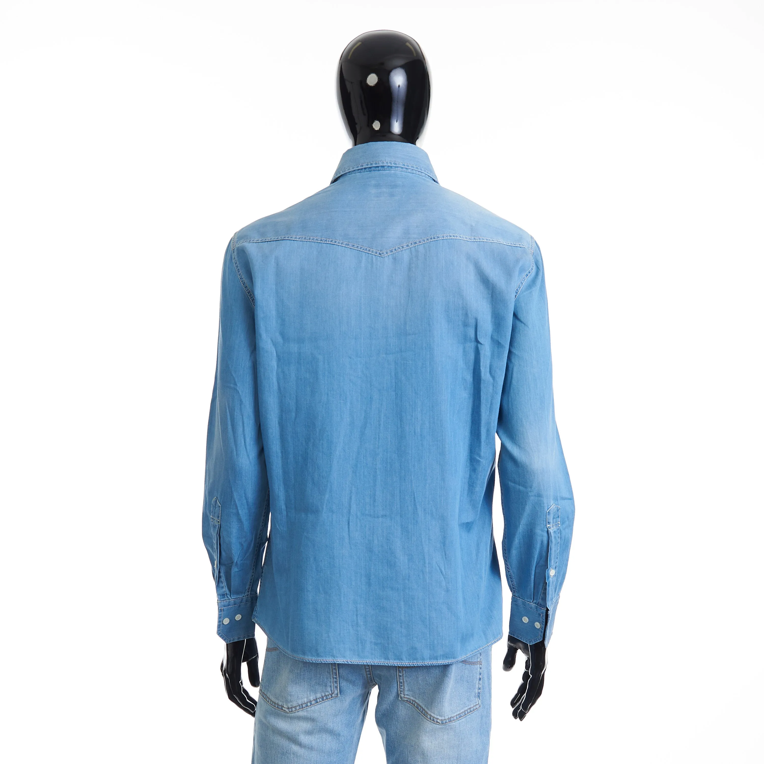 Easy Fit Blue Western Shirt - Lightweight Denim