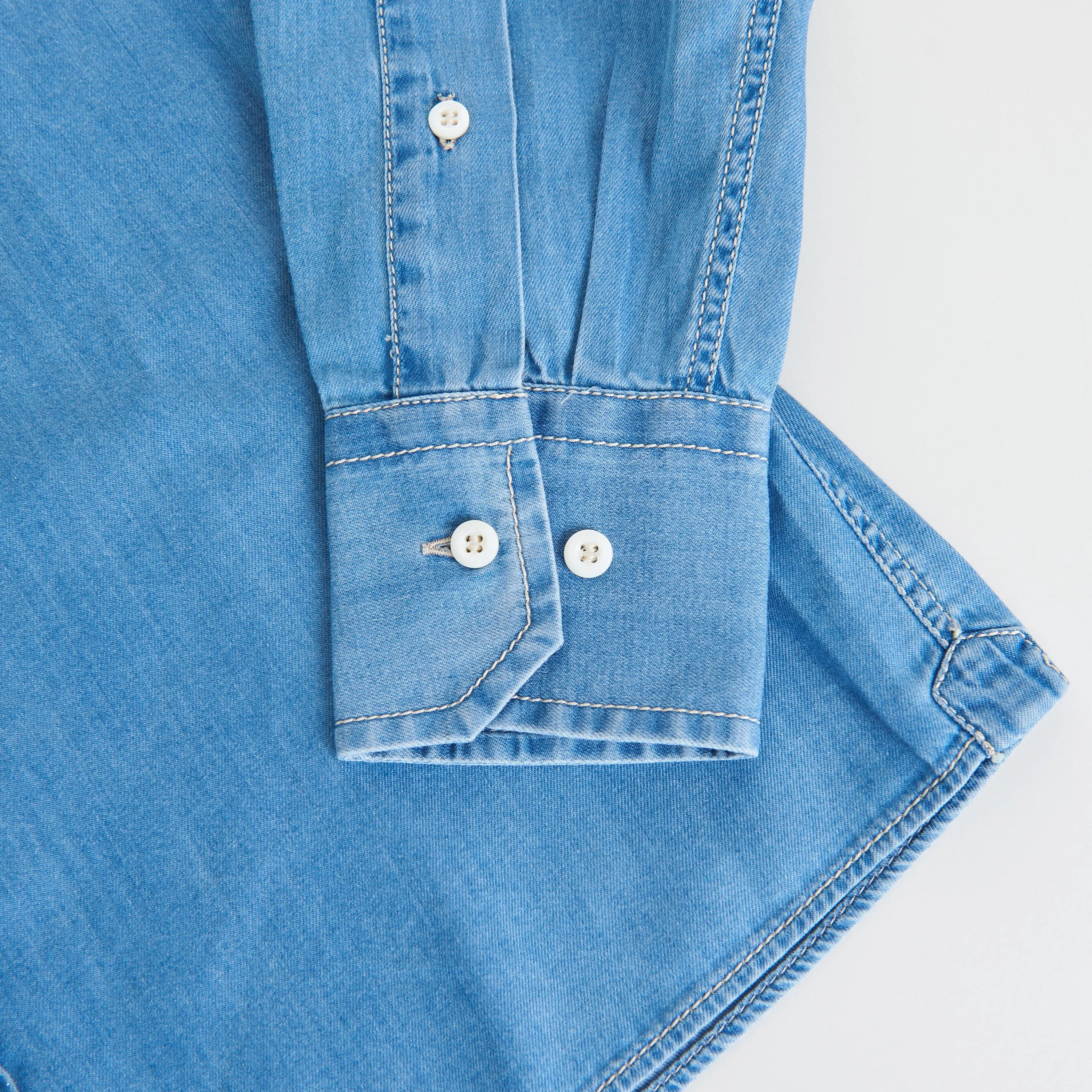 Easy Fit Blue Western Shirt - Lightweight Denim