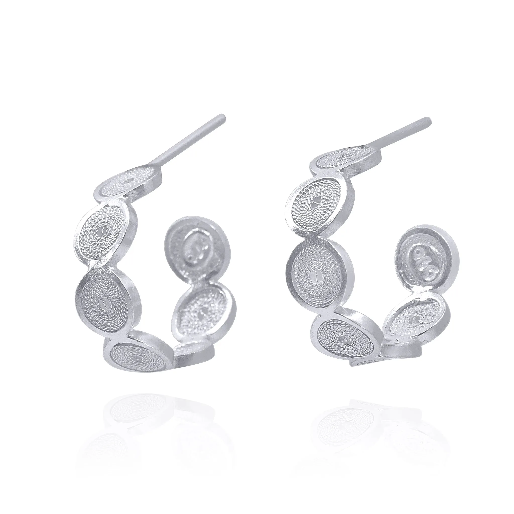 EMELINE SILVER SMALL FILIGREE HOOPS EARRINGS FILIGREE