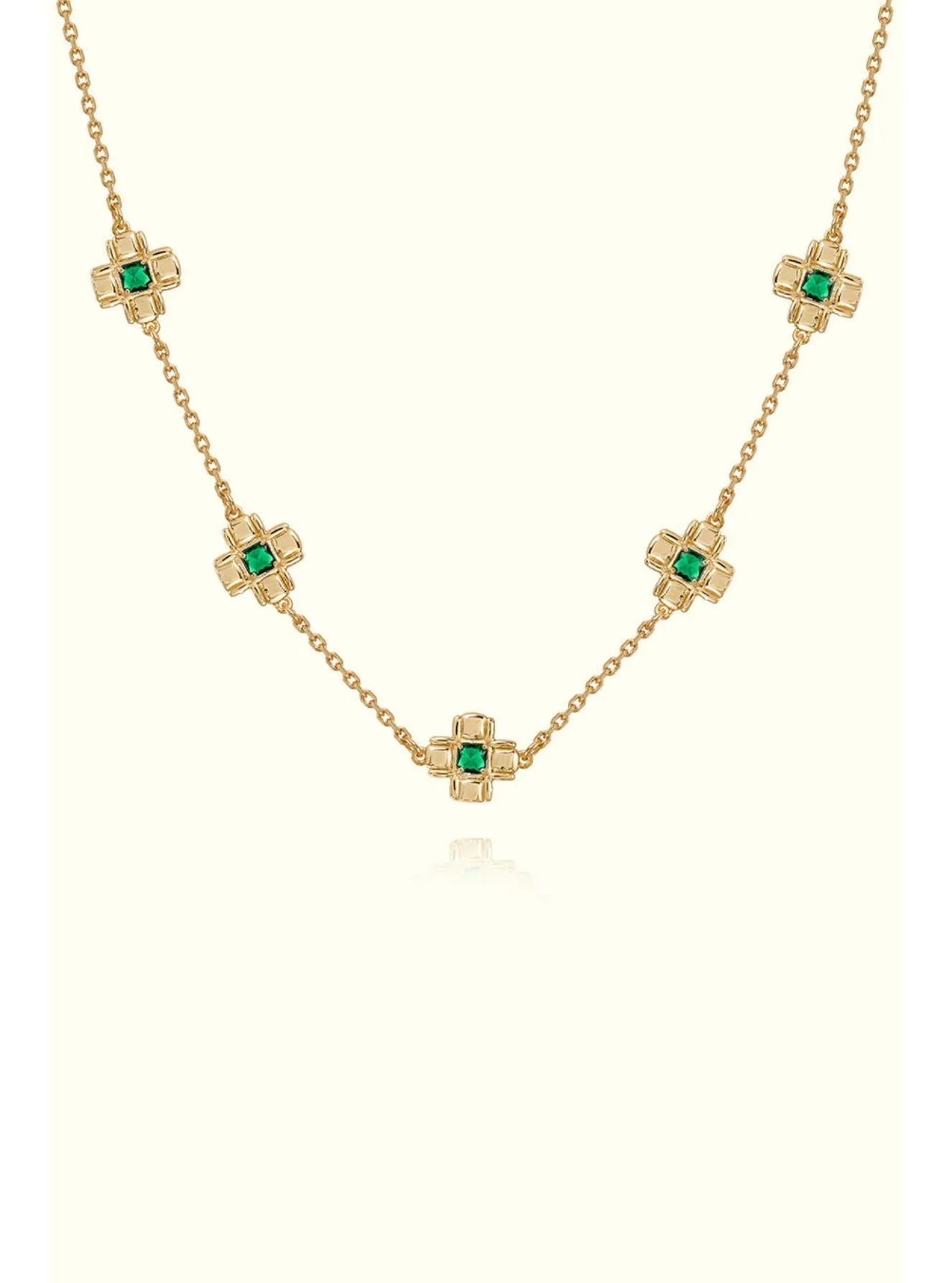 Emerald Cubic Stone Necklace