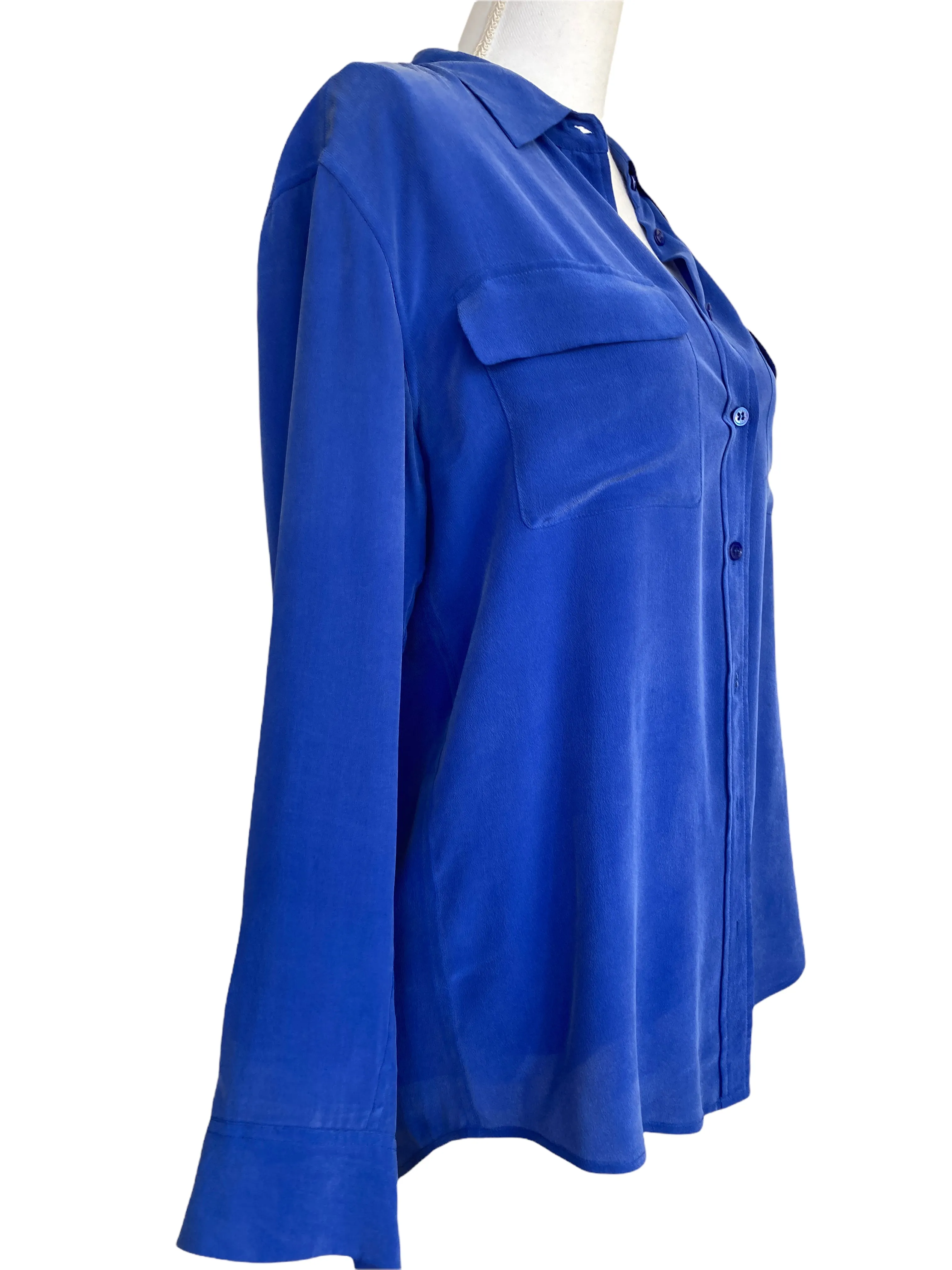 Equipment Royal Blue Silk Shirt, M