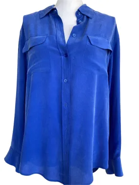 Equipment Royal Blue Silk Shirt, M