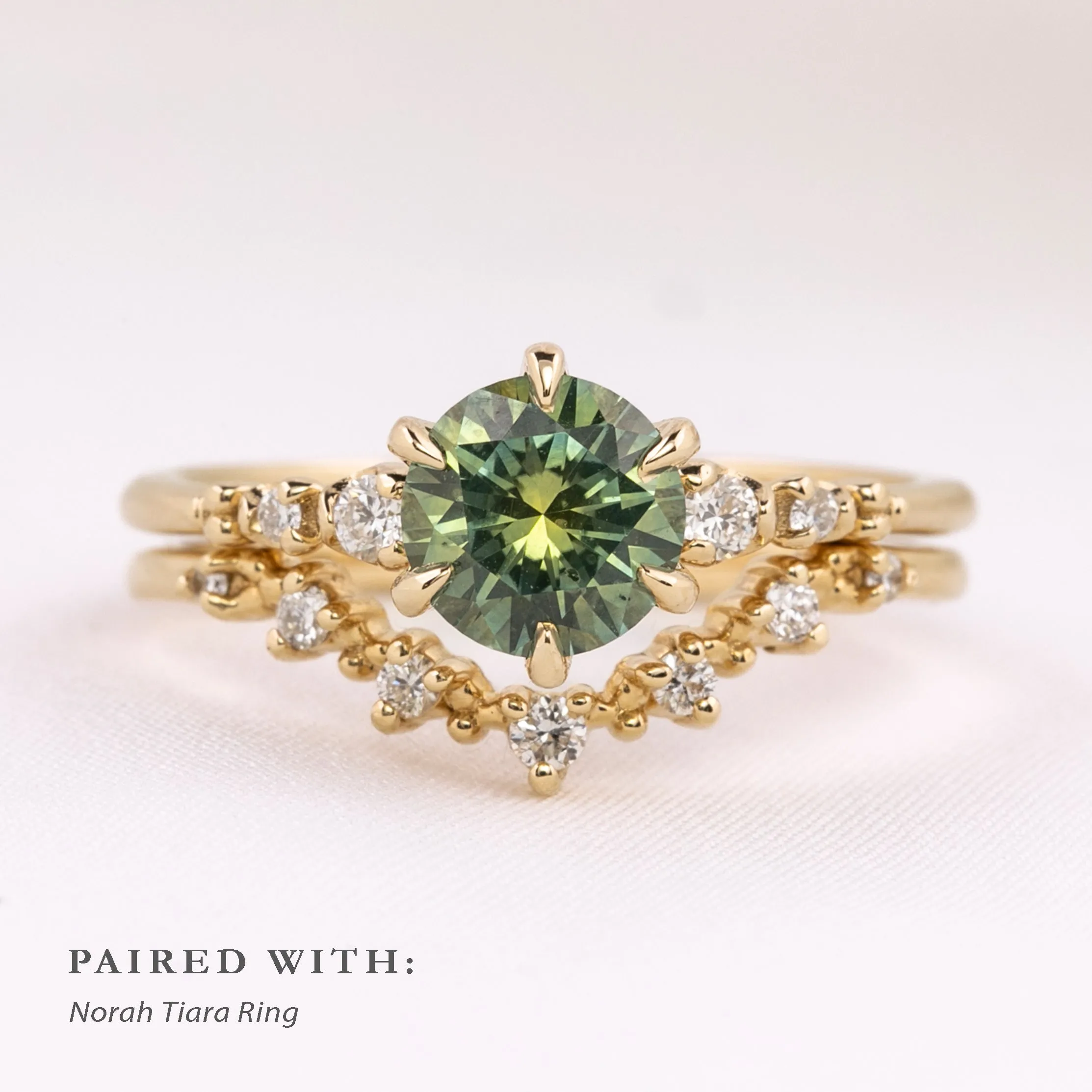 Estel Fleur Ring 1.38ct Parti Green Yellow Montana Sapphire, 14k Yellow Gold (One of a kind)