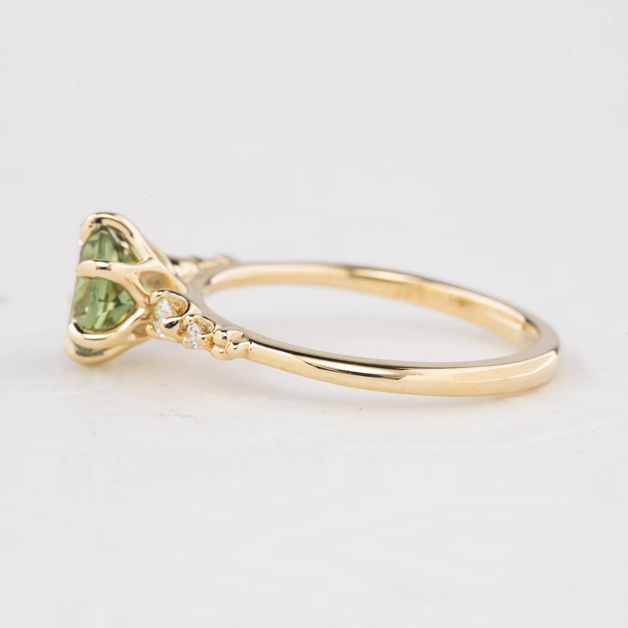 Estel Fleur Ring 1.38ct Parti Green Yellow Montana Sapphire, 14k Yellow Gold (One of a kind)