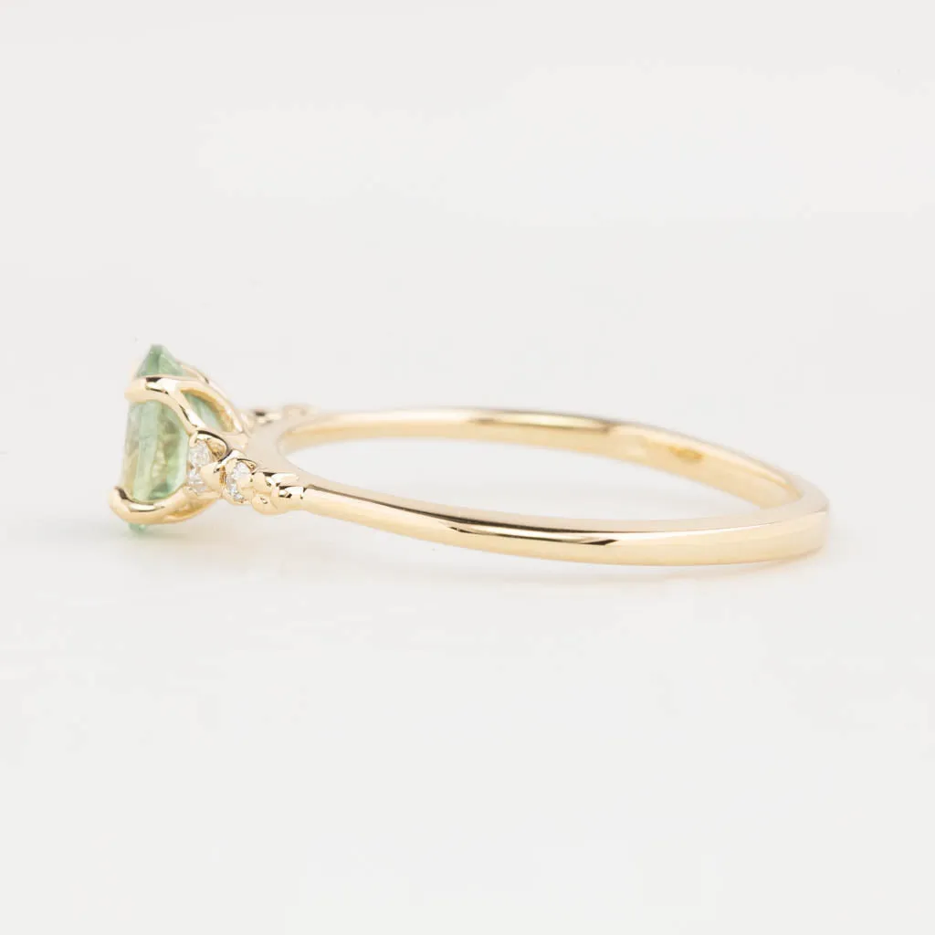 Estel Luxe Ring 0.75ct Mint Green Montana Sapphire, 14K Yellow Gold (One of a kind)