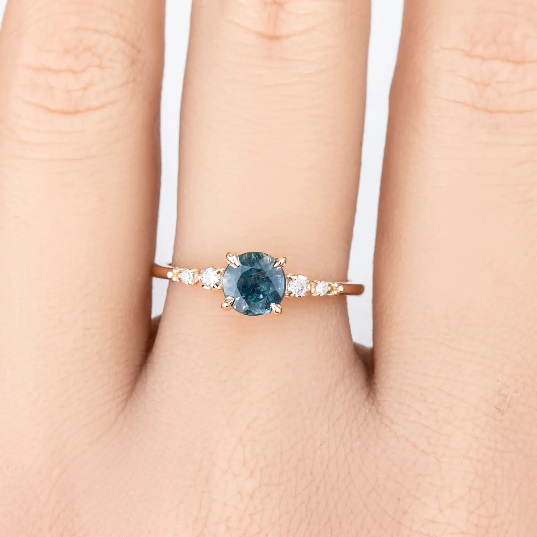 Estel Luxe Ring 1.15ct Deep Teal Blue Montana Sapphire, 14k Yellow Gold (One of a kind)